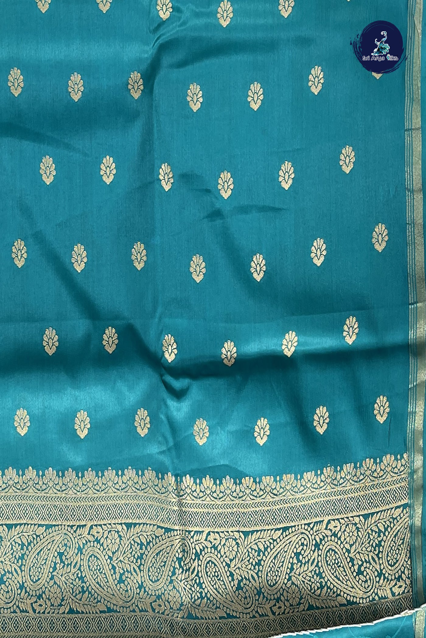 Navy Blue Semi Silk Saree With Embossed Pattern