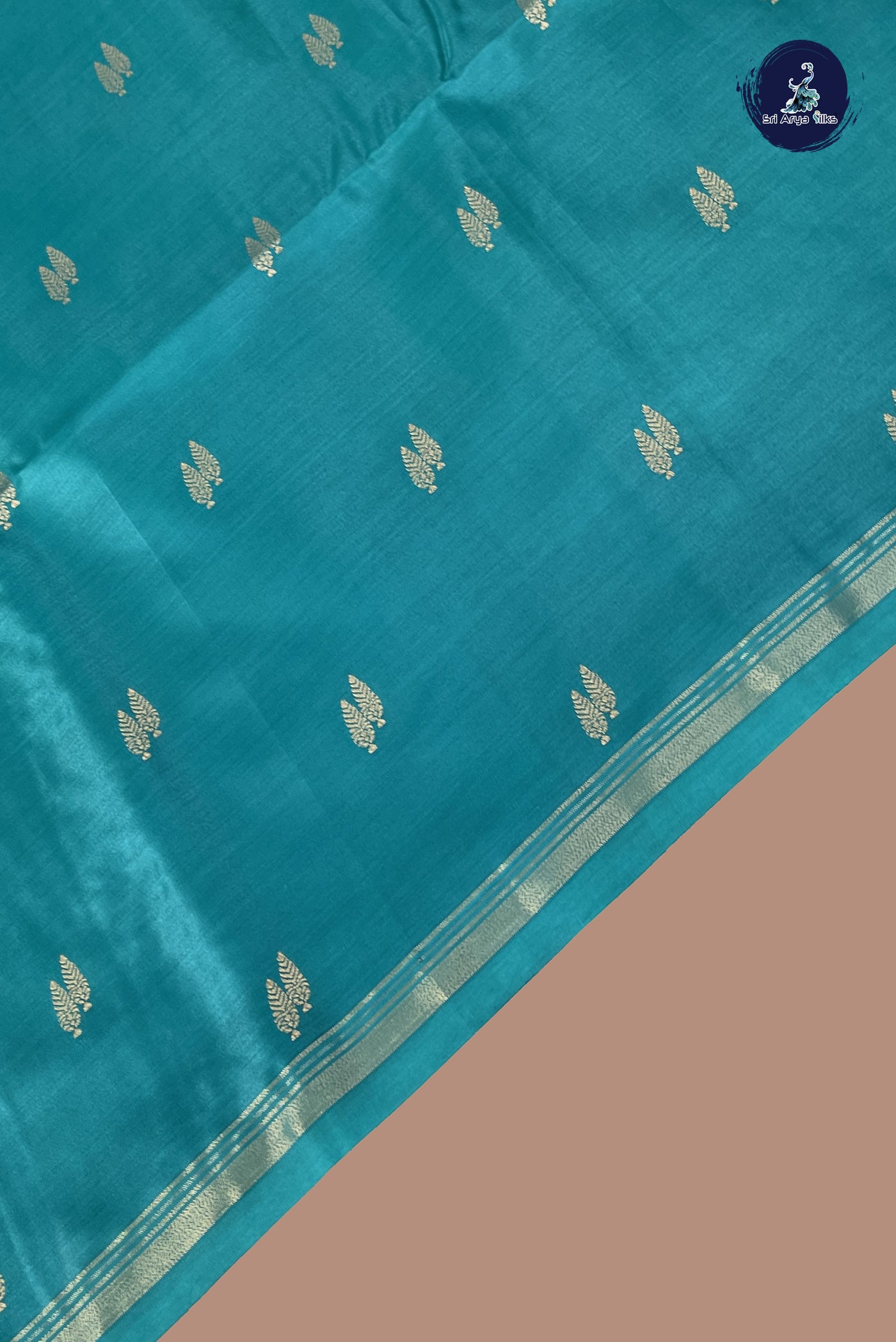 Teal Semi Silk Saree With Zari Buttas Pattern