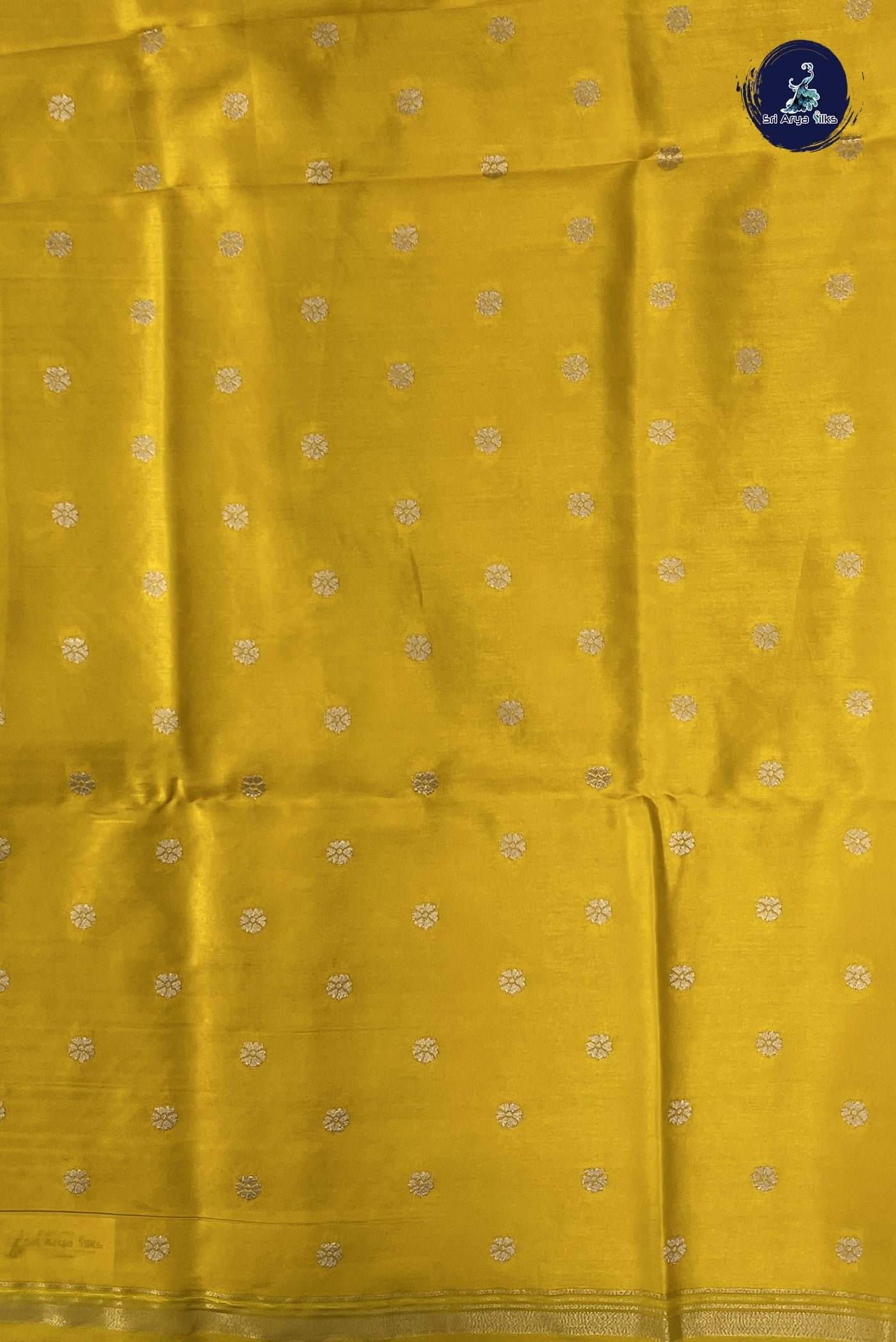 Lemon Yellow Semi Silk Saree With Zari Buttas Pattern