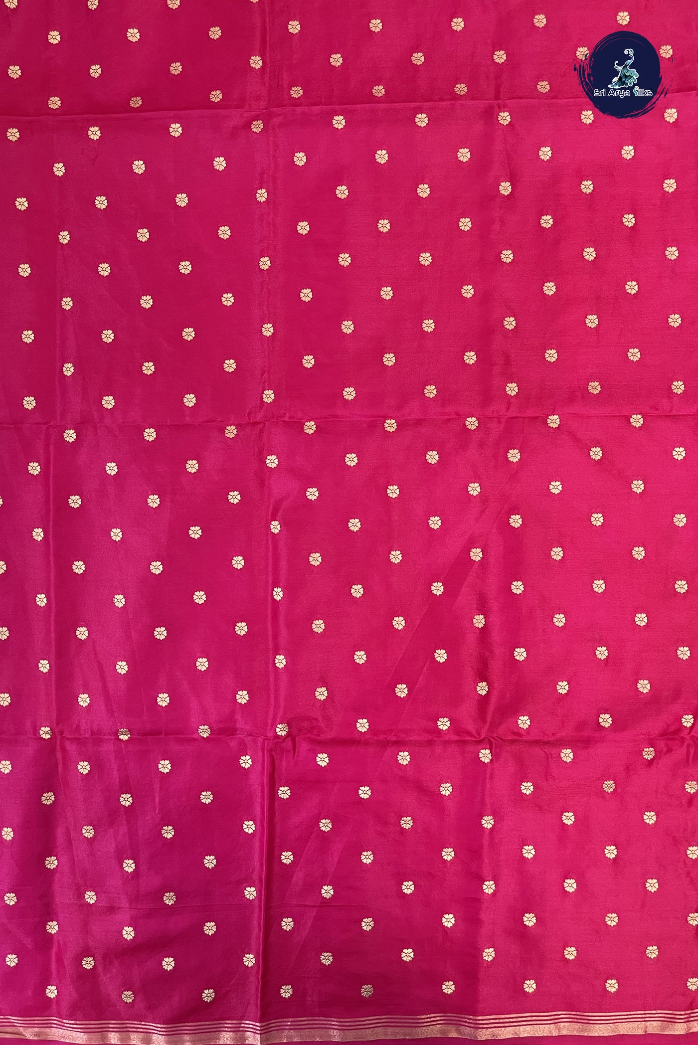 Dark Pink Semi Silk Saree With Zari Buttas Pattern