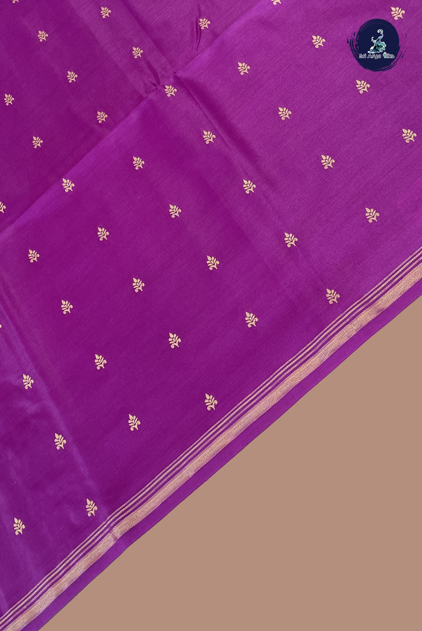 Jamun Semi Silk Saree With Zari Buttas Pattern