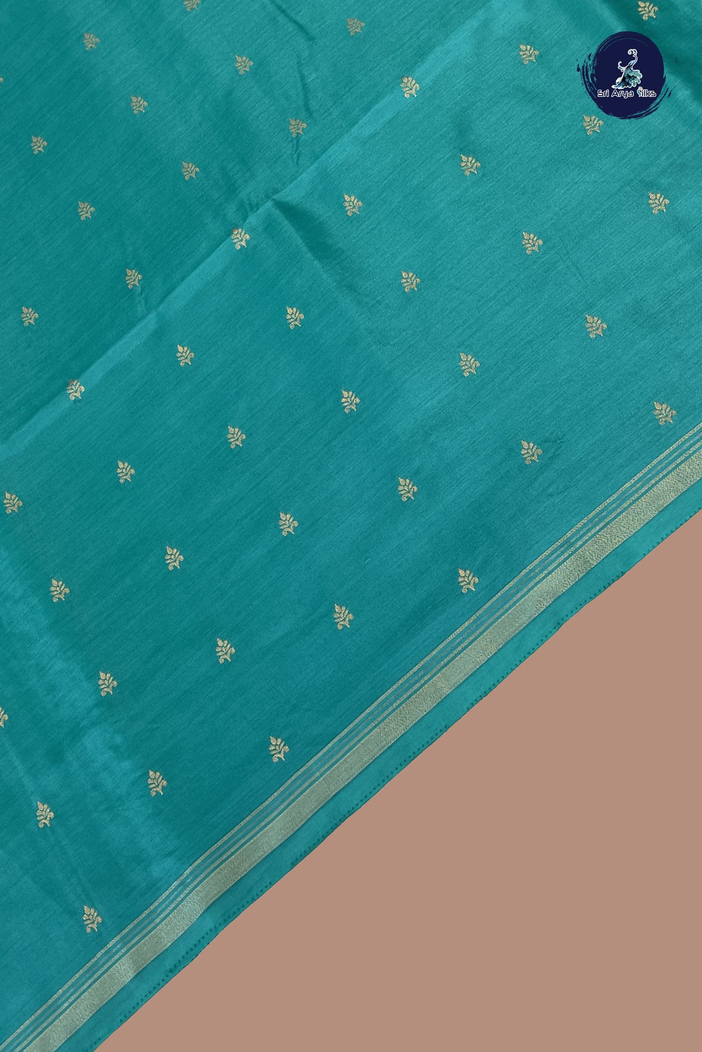 Teal Semi Silk Saree With Zari Buttas Pattern