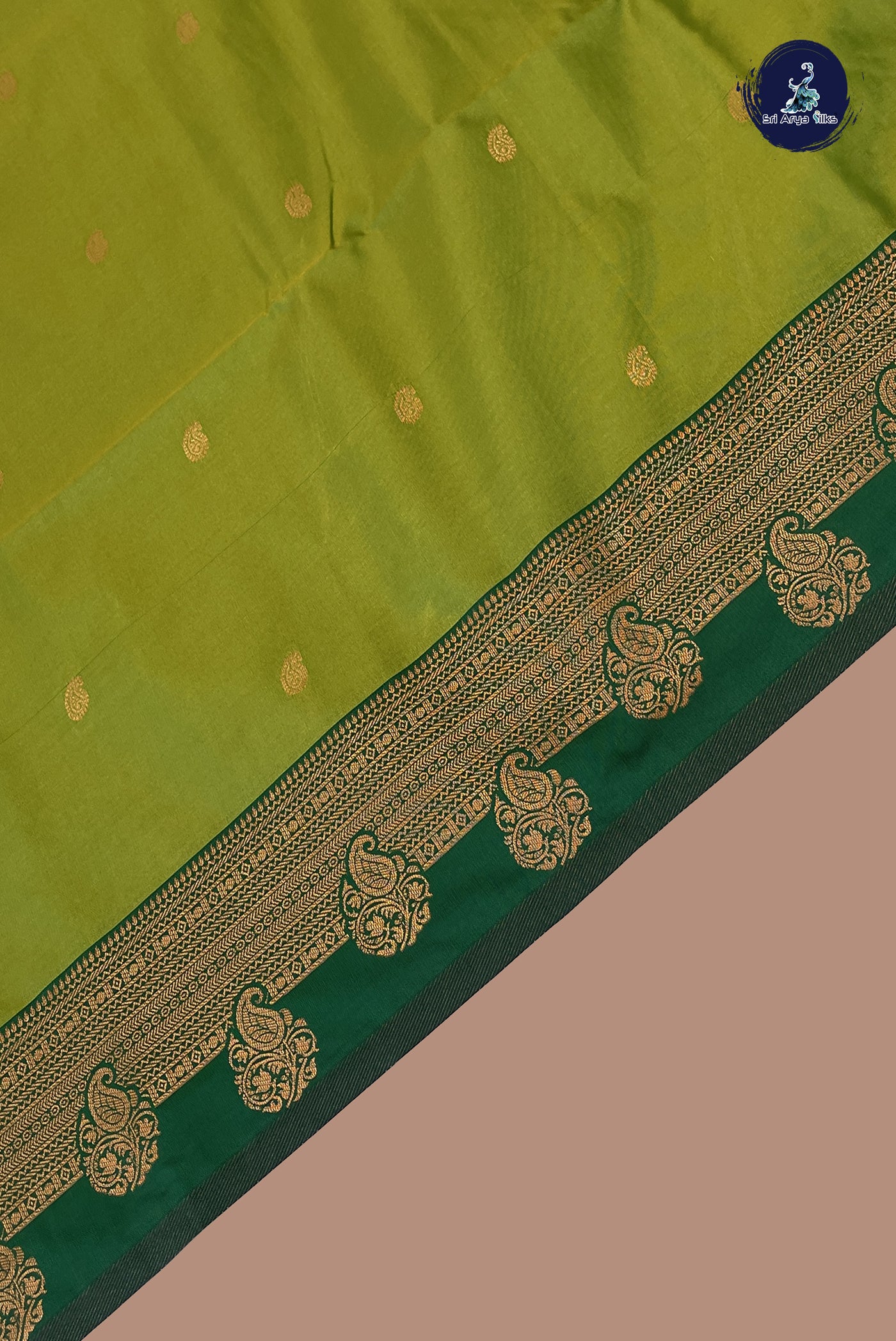 Lime Green Semi Silk Saree With Zari Buttas Pattern