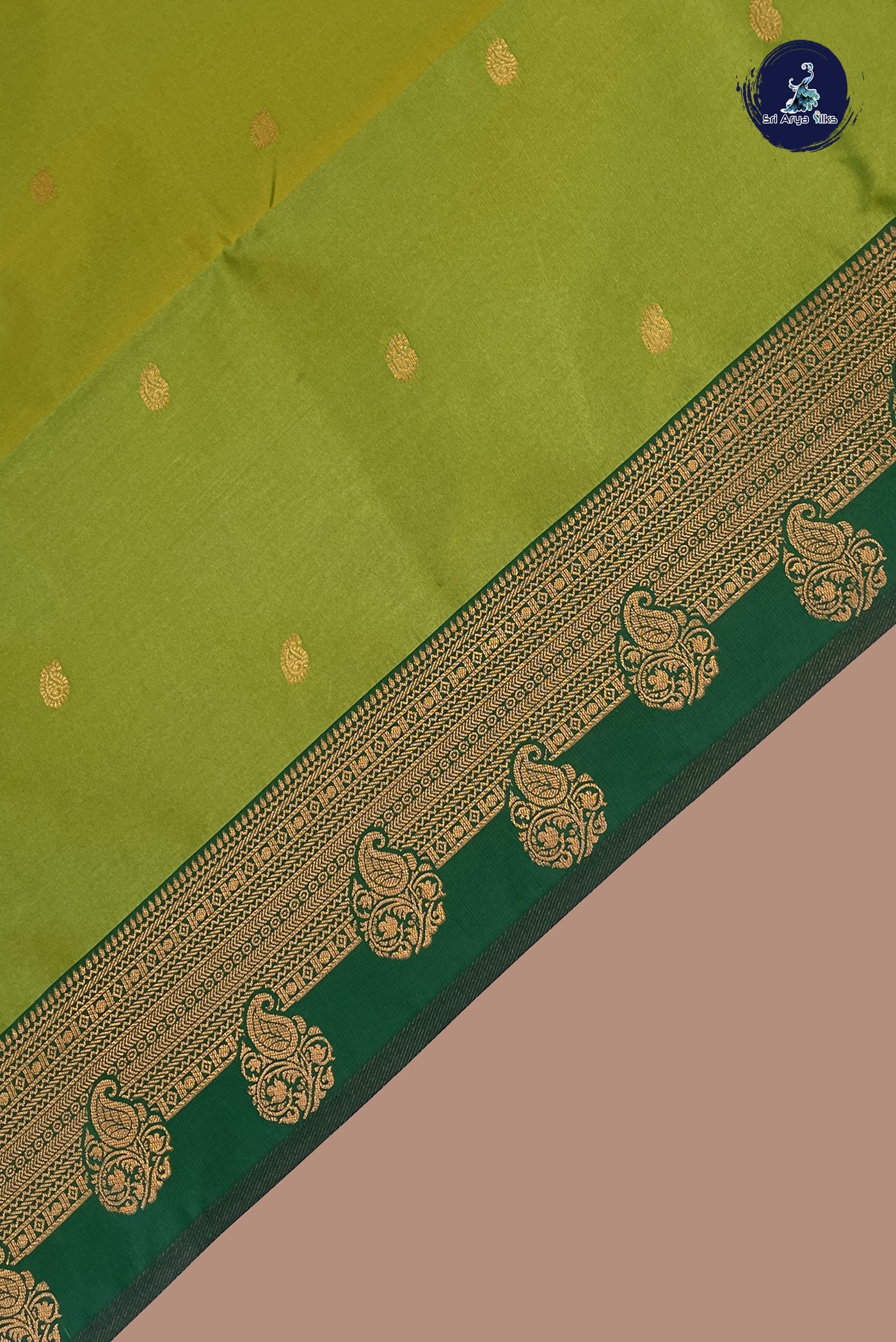 Lime Green Semi Silk Saree With Zari Buttas Pattern
