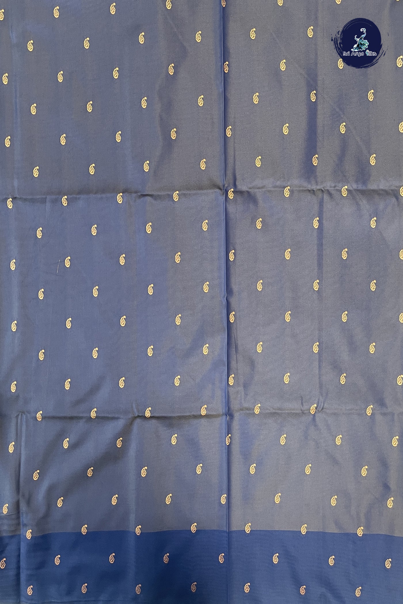 Khaki Semi Silk Saree With Zari Buttas Pattern