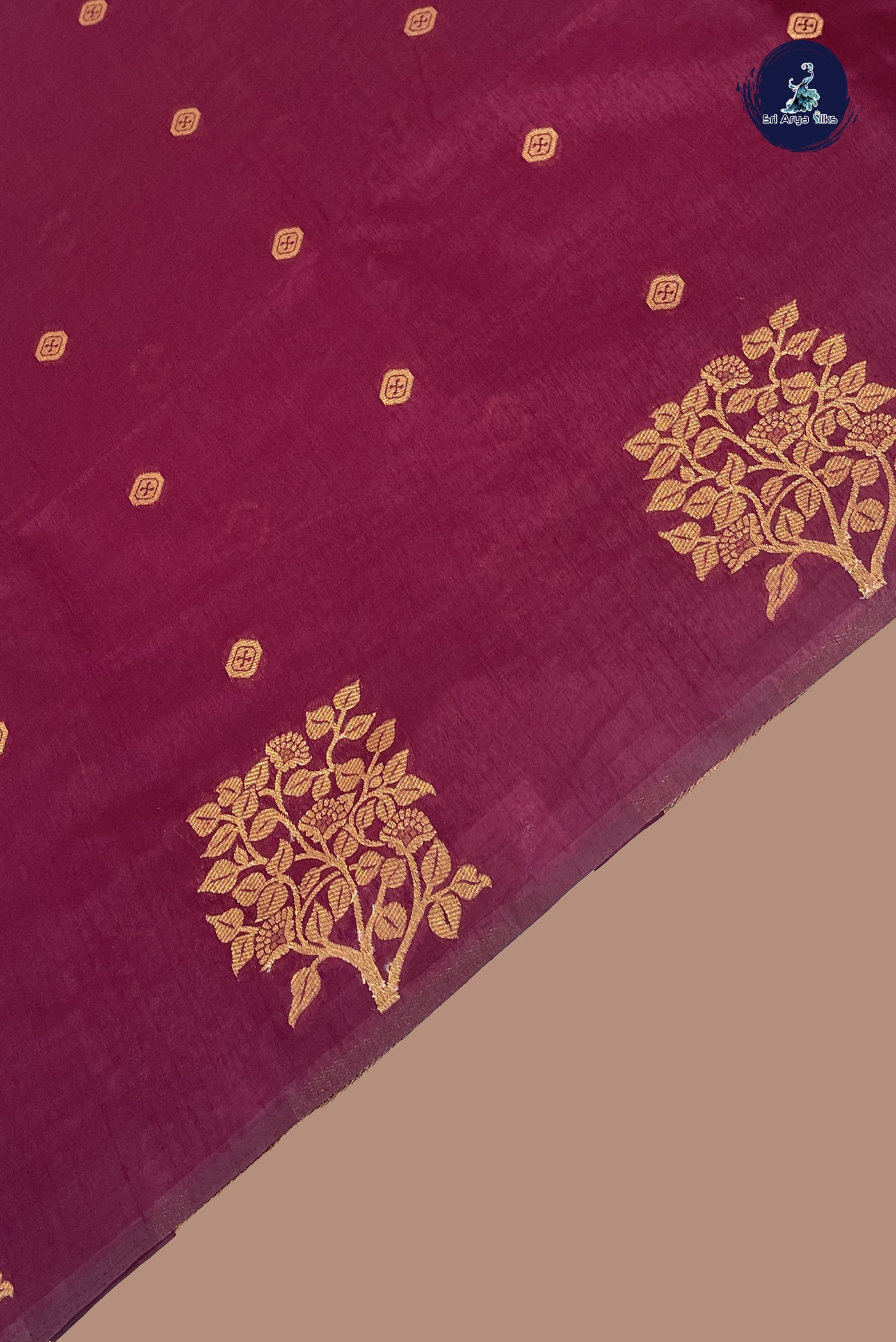 Brown Semi Silk Saree With Buttas Pattern
