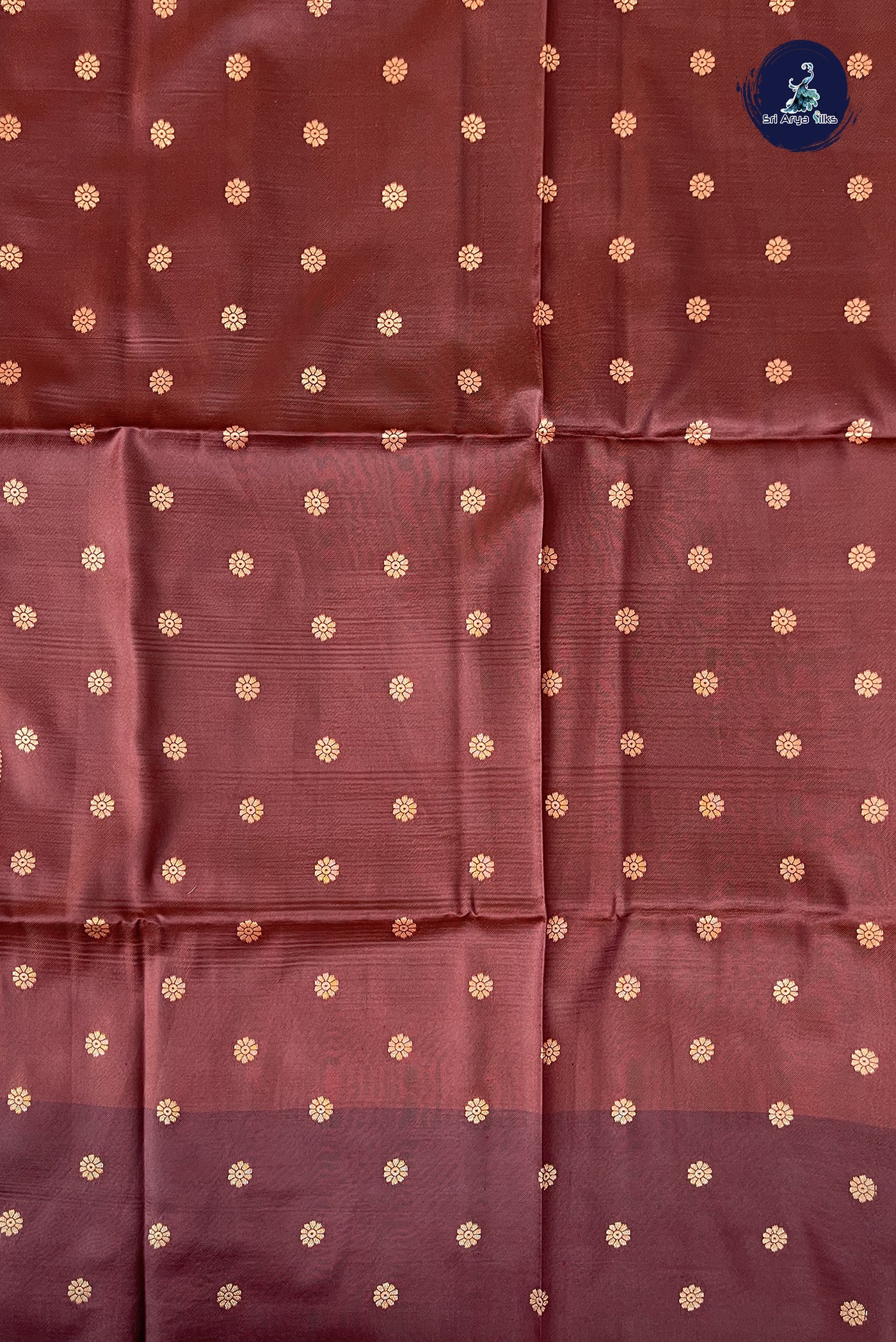 Rust Semi Silk Saree With Zari Buttas Pattern