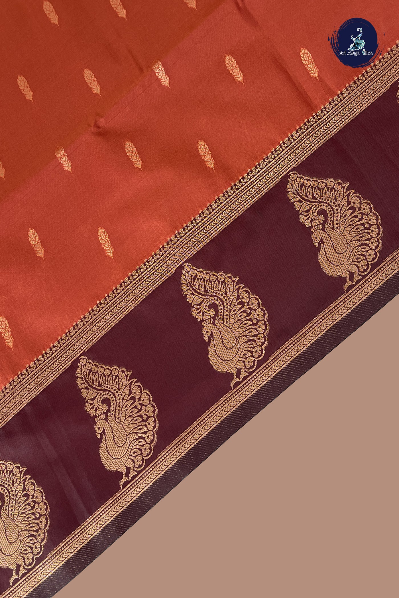 Rust Semi Silk Saree With Zari Buttas Pattern