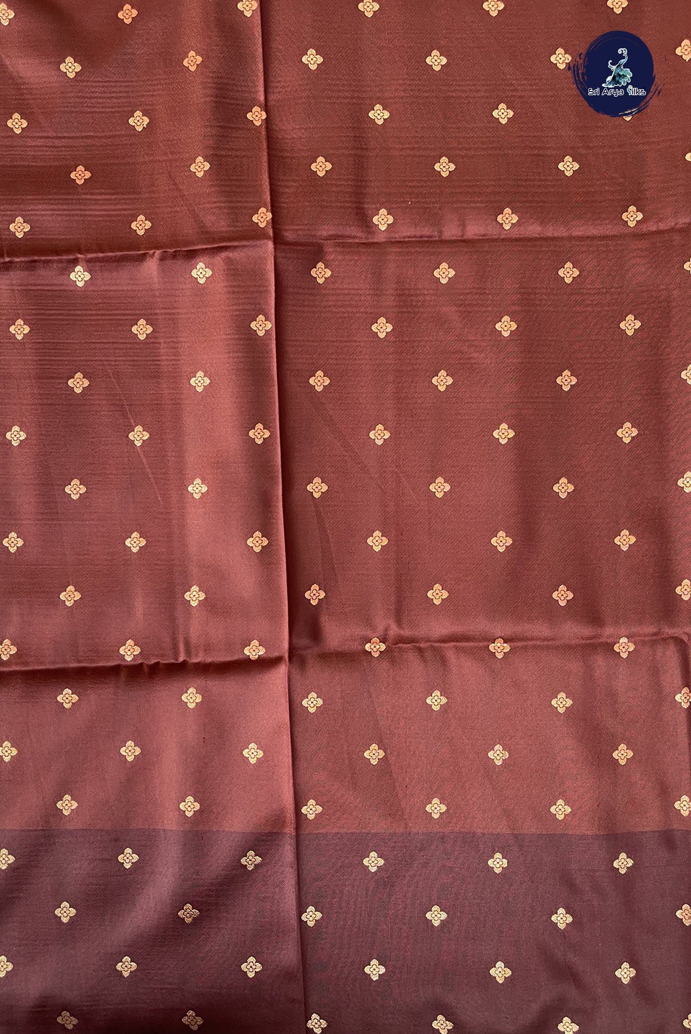 Rust Semi Silk Saree With Zari Buttas Pattern