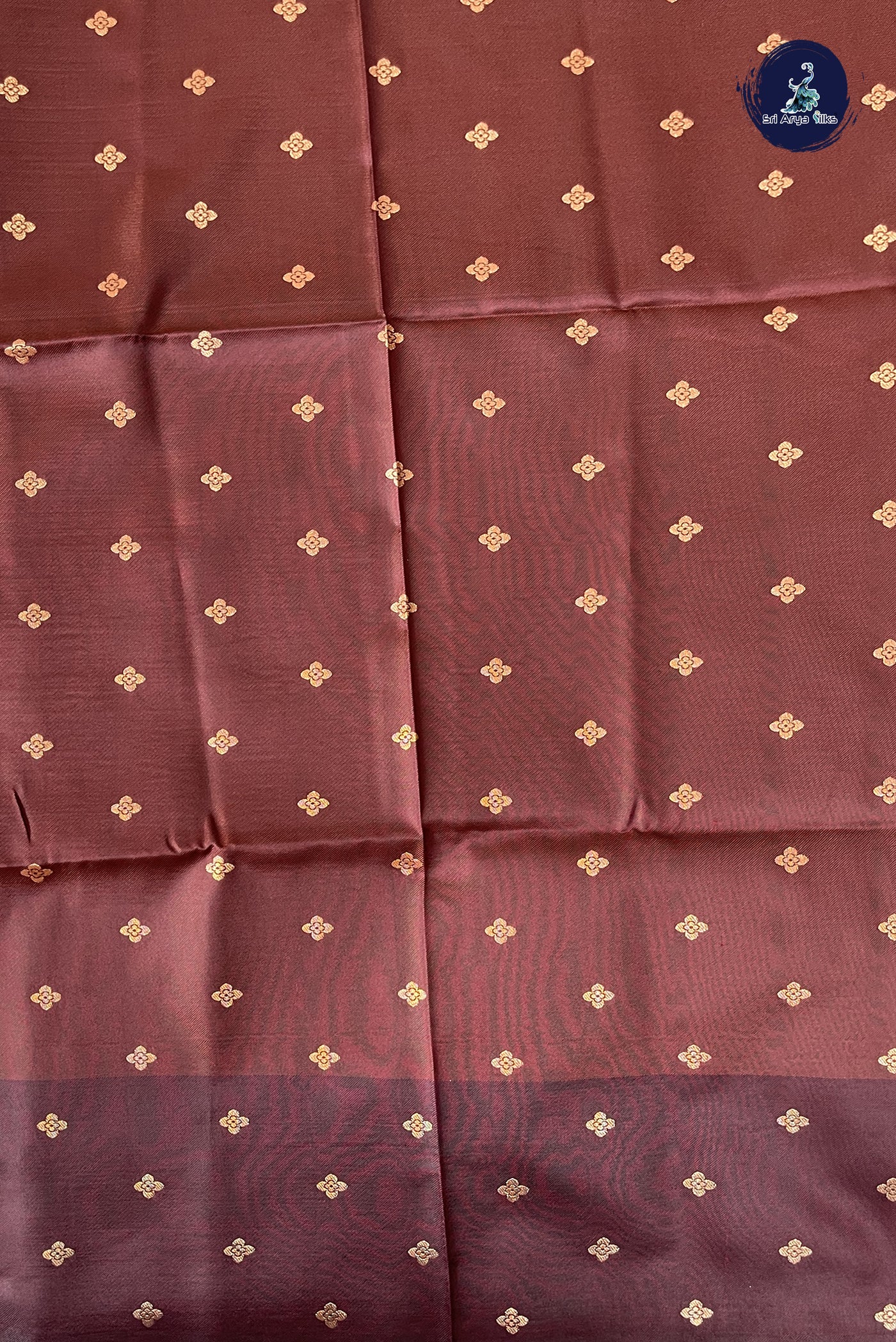 Rust Semi Silk Saree With Zari Buttas Pattern