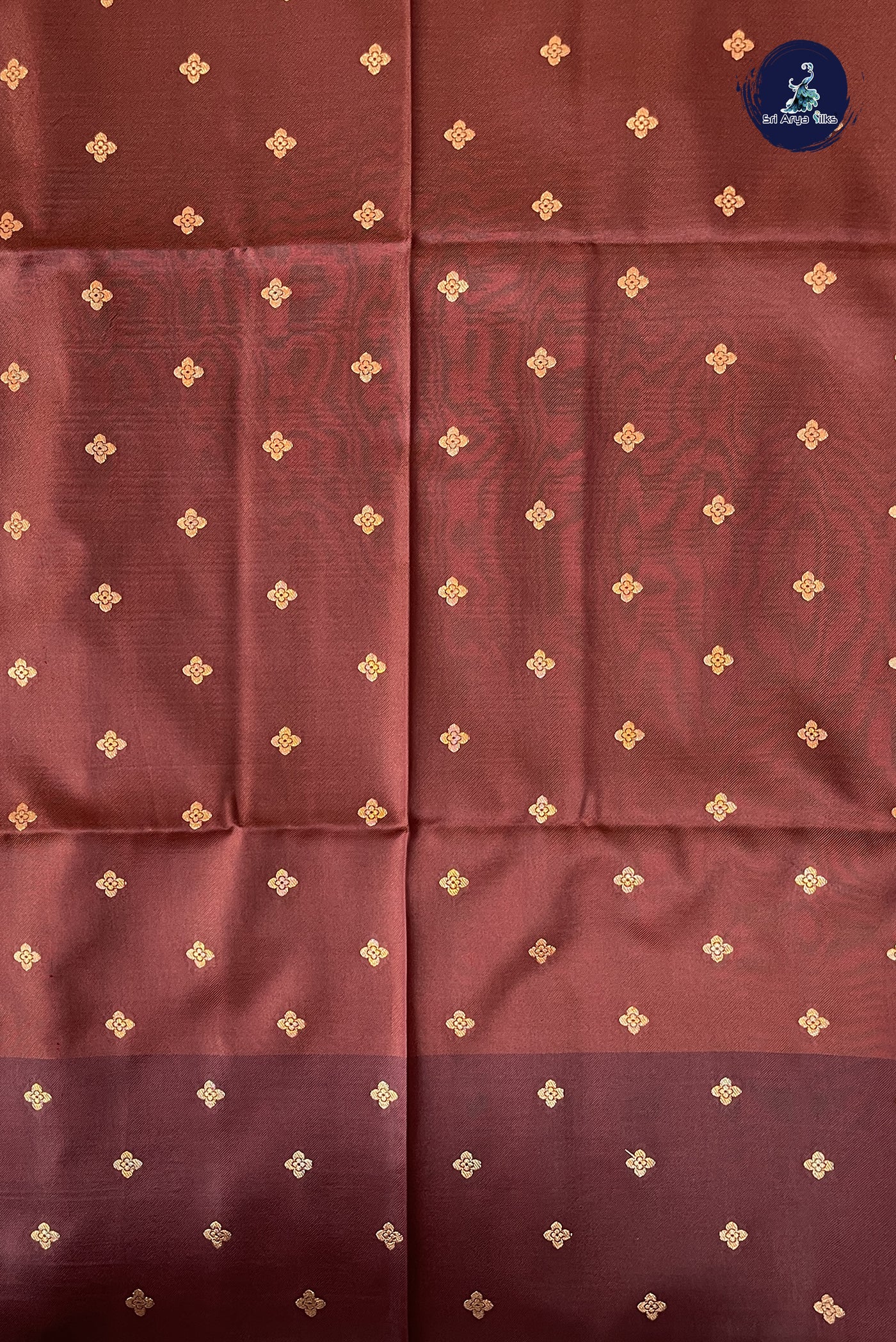 Rust Semi Silk Saree With Zari Buttas Pattern