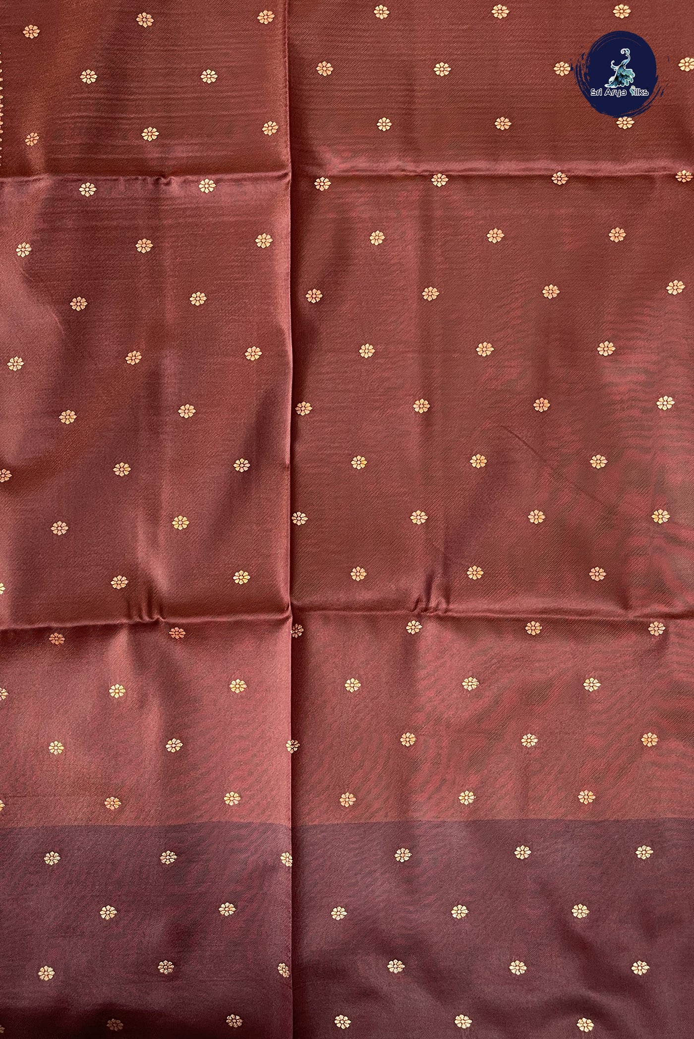 Rust Semi Silk Saree With Zari Buttas Pattern
