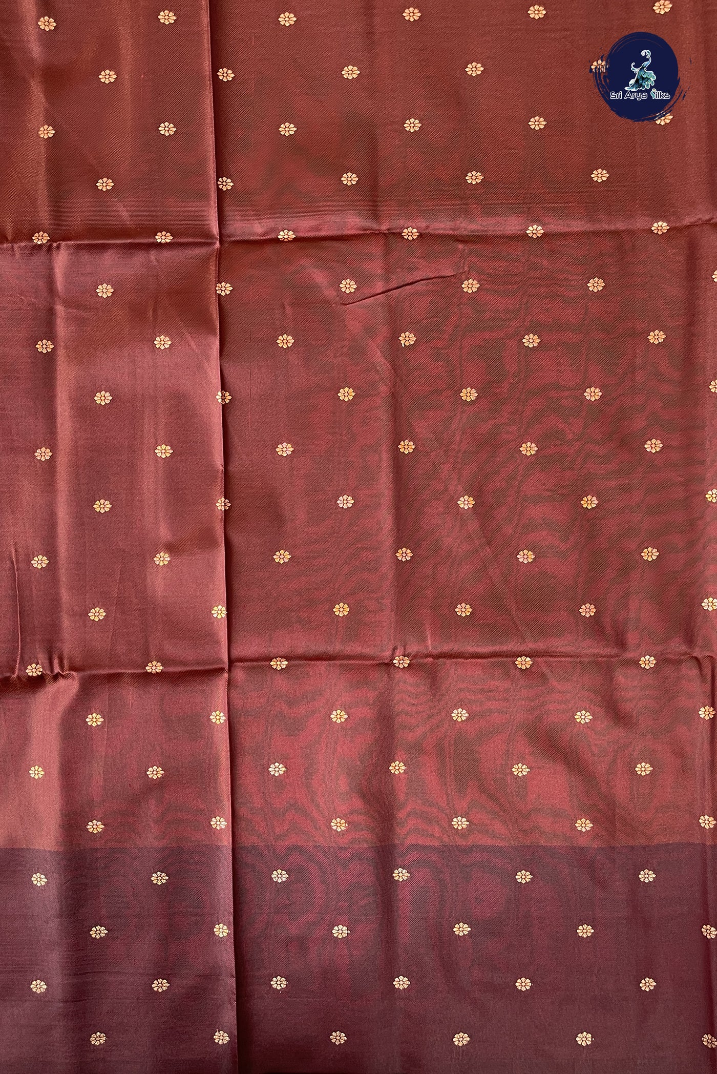 Rust Semi Silk Saree With Zari Buttas Pattern