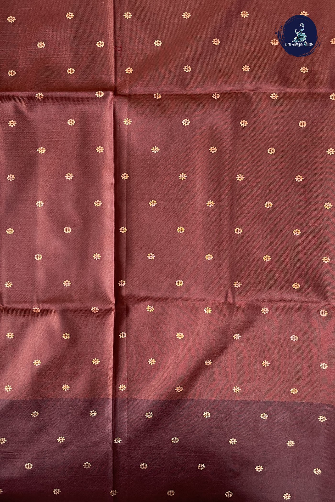 Rust Semi Silk Saree With Zari Buttas Pattern