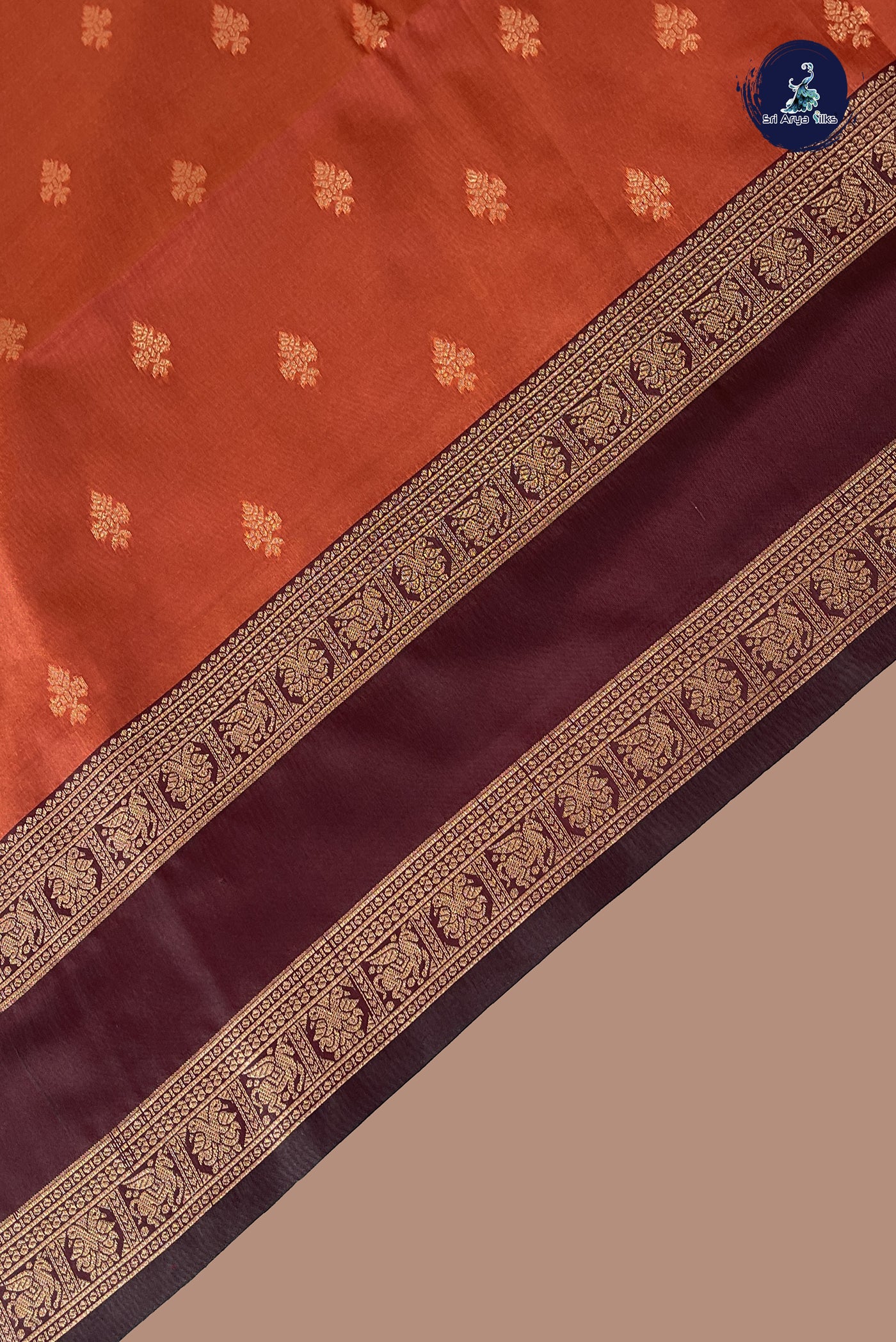 Rust Semi Silk Saree With Zari Buttas Pattern