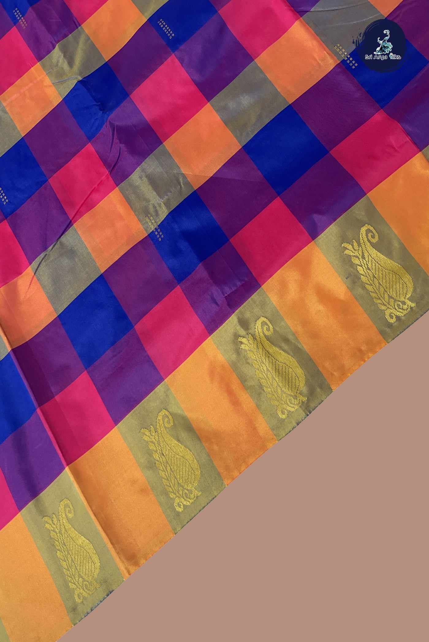 Multi Colour Semi Silk Saree With Paalum Pazham Kattam Pattern
