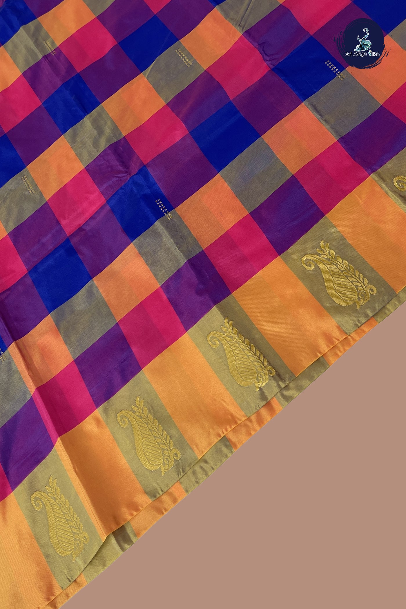 Multi Colour Semi Silk Saree With Paalum Pazham Kattam Pattern
