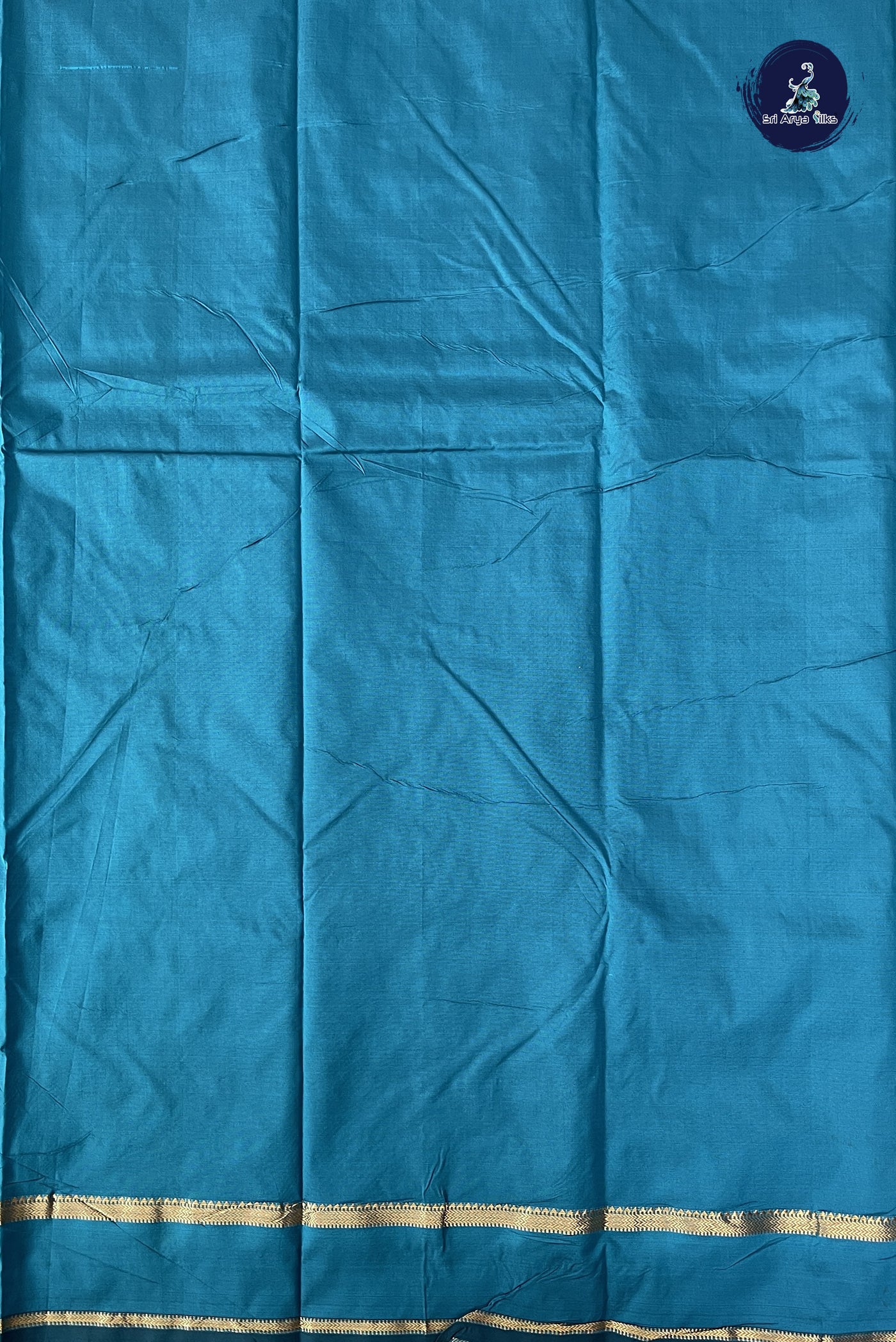 Copper Sulphate Blue Semi Silk Saree With Zari Buttas Pattern