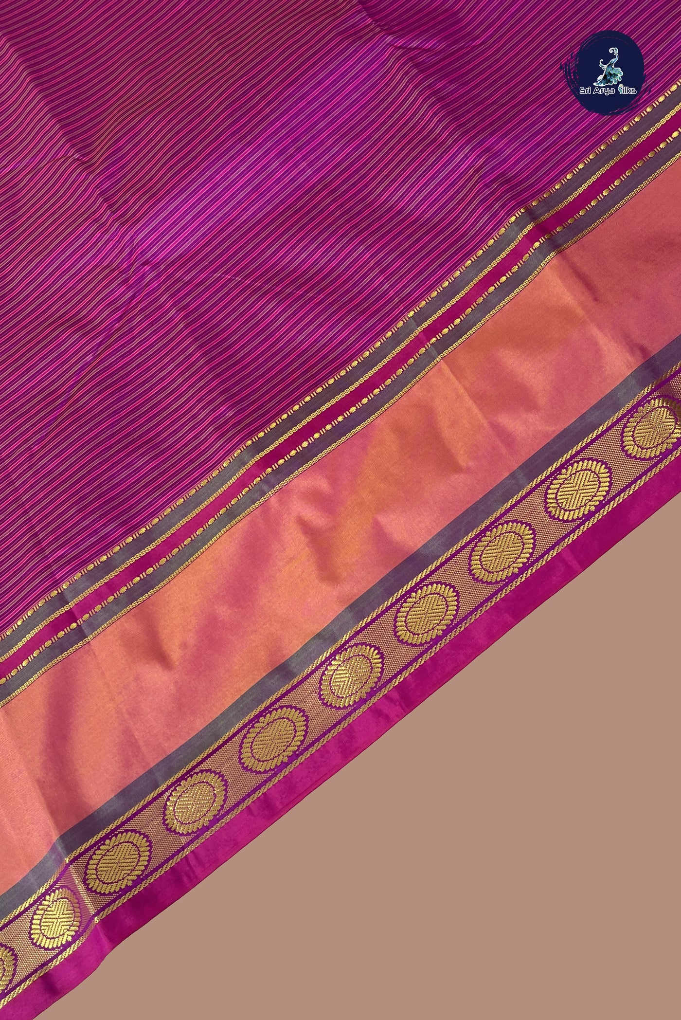 Pink Semi Silk Saree With Stripes Pattern