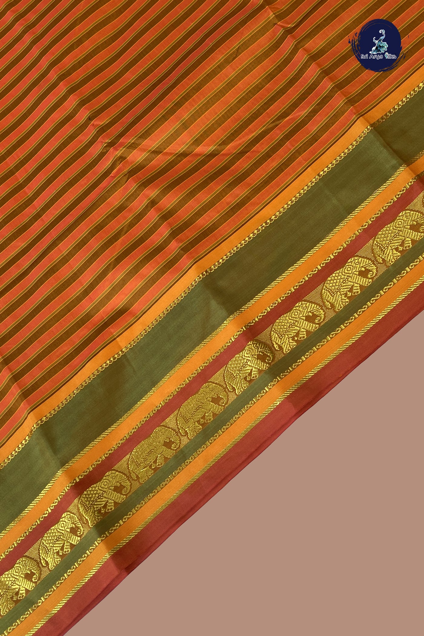 Multi Colour Semi Silk Saree With Stripes Pattern