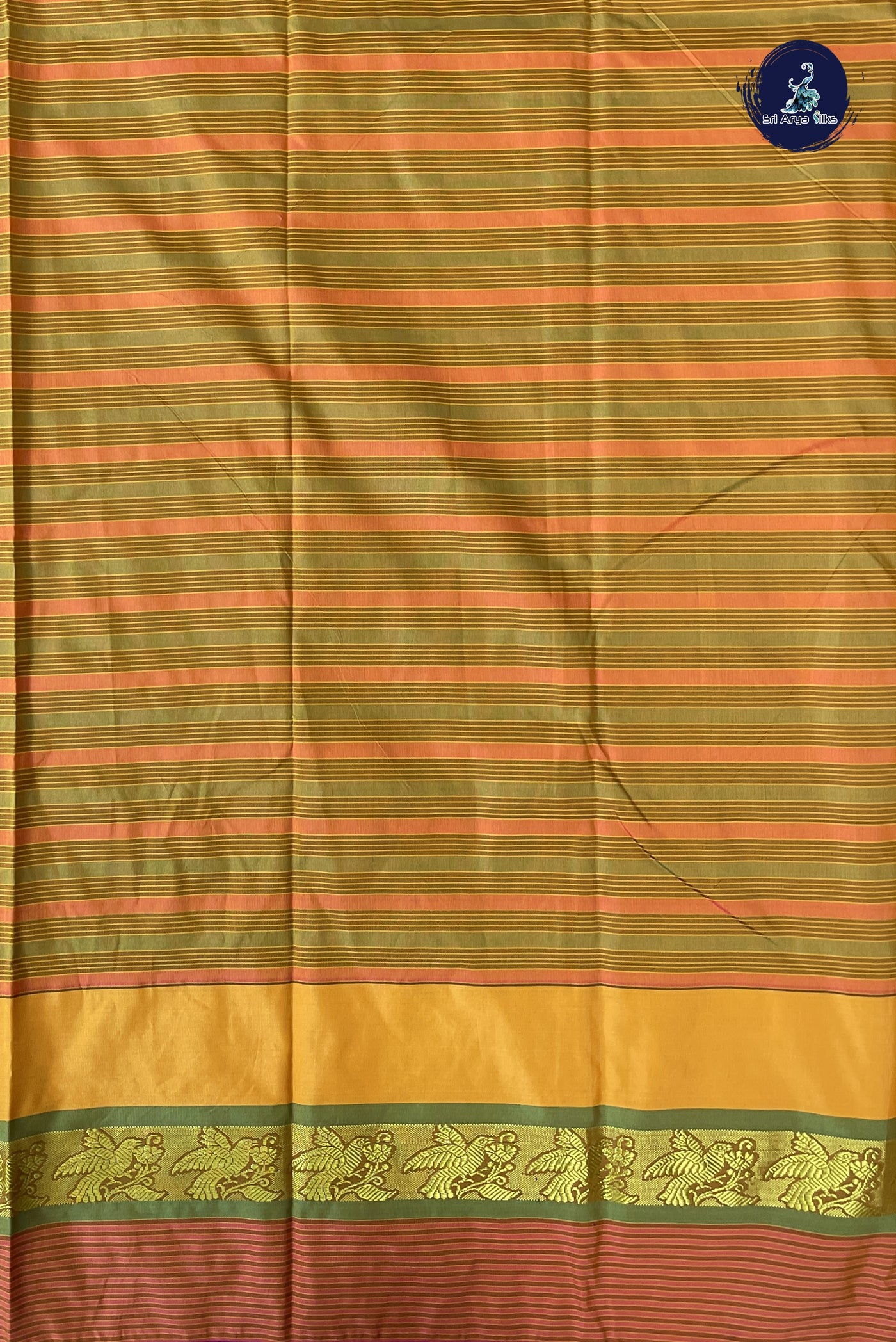 Multi Colour Semi Silk Saree With Stripes Pattern