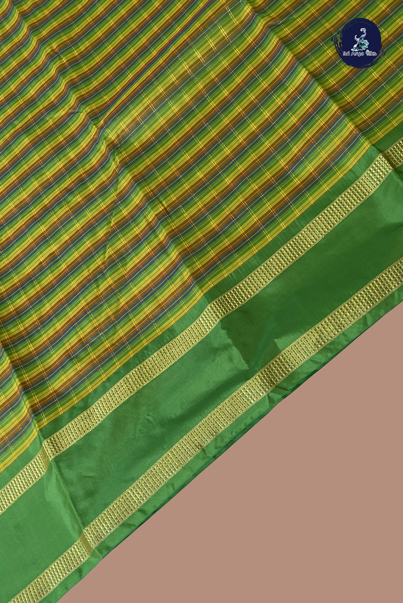 Multi Colour Semi Silk Saree With Checked Pattern
