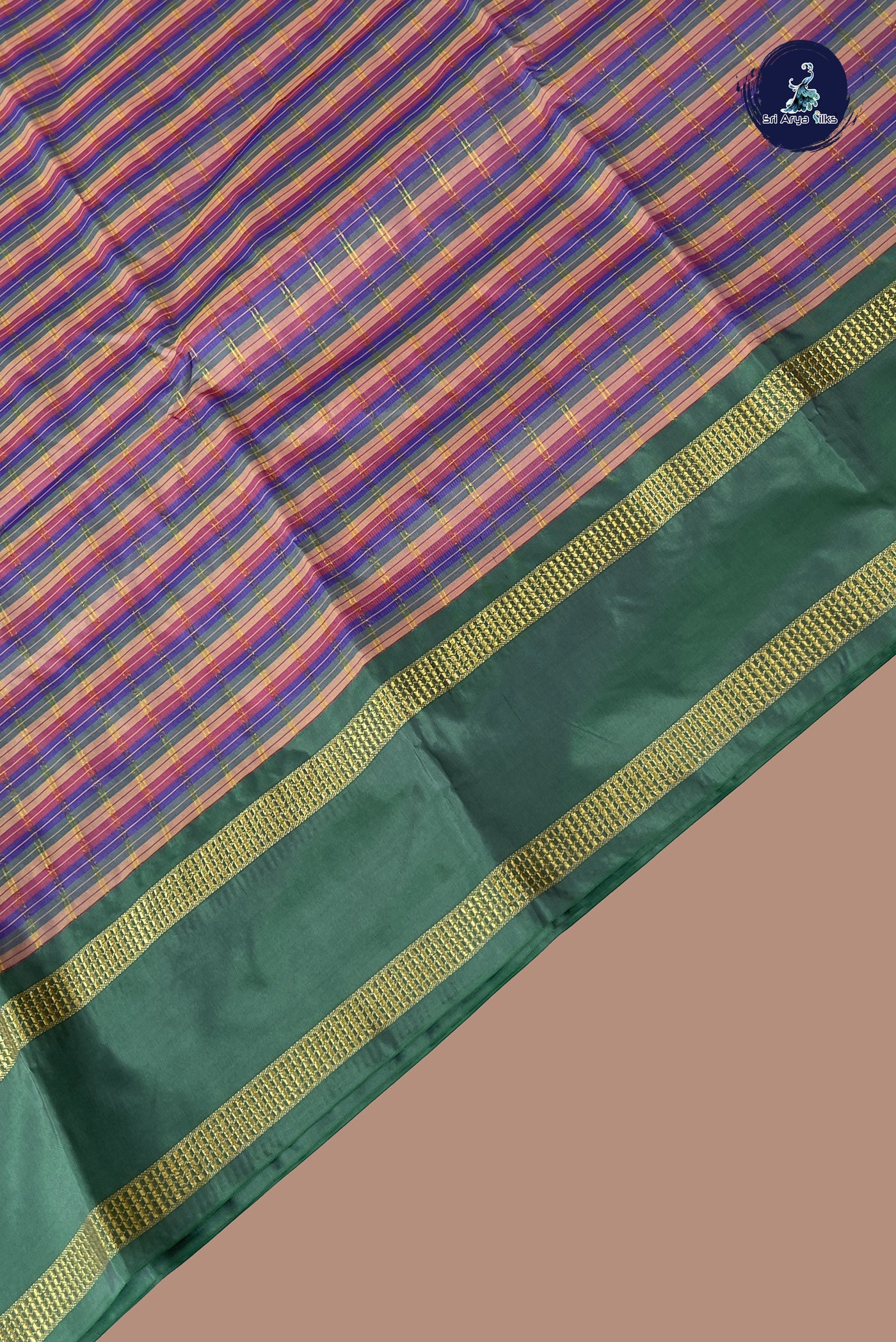 Multi Colour Semi Silk Saree With Checked Pattern