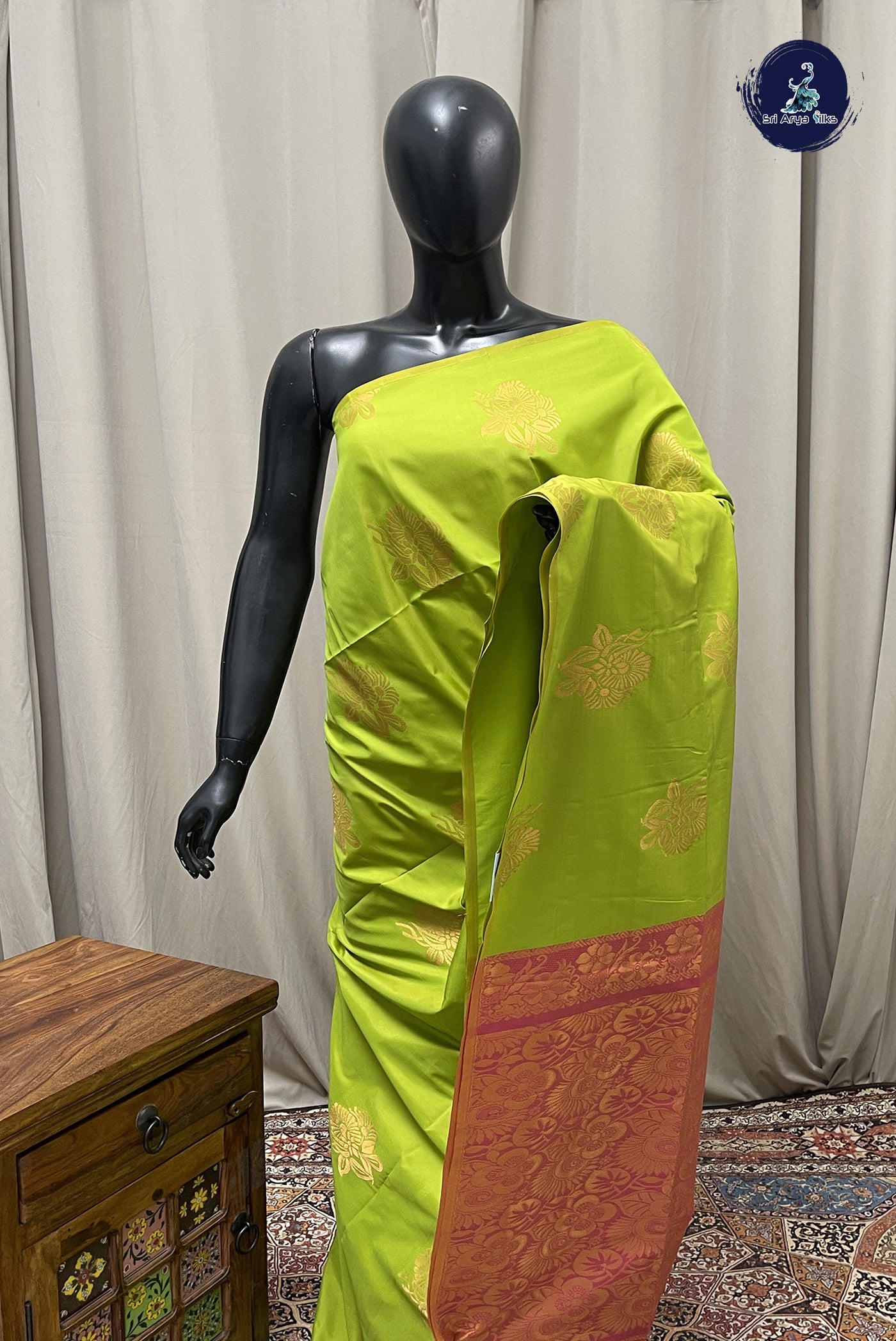 Light Green Semi Soft Silk Saree With Zari Buttas Pattern