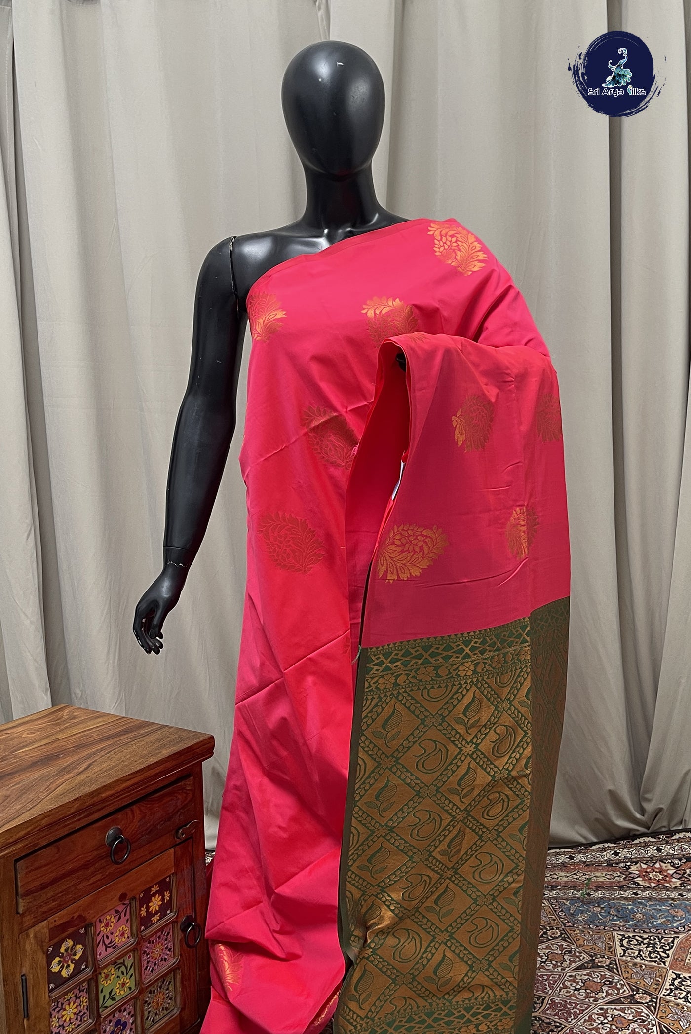 Pink Semi Soft Silk Saree With Zari Buttas Pattern
