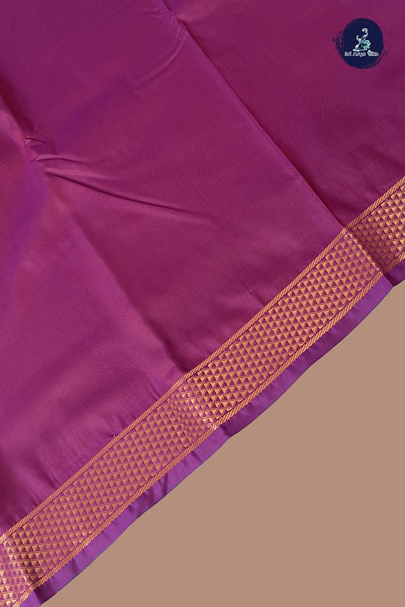 Pinkish Maroon Semi Silk Saree With Plain Pattern
