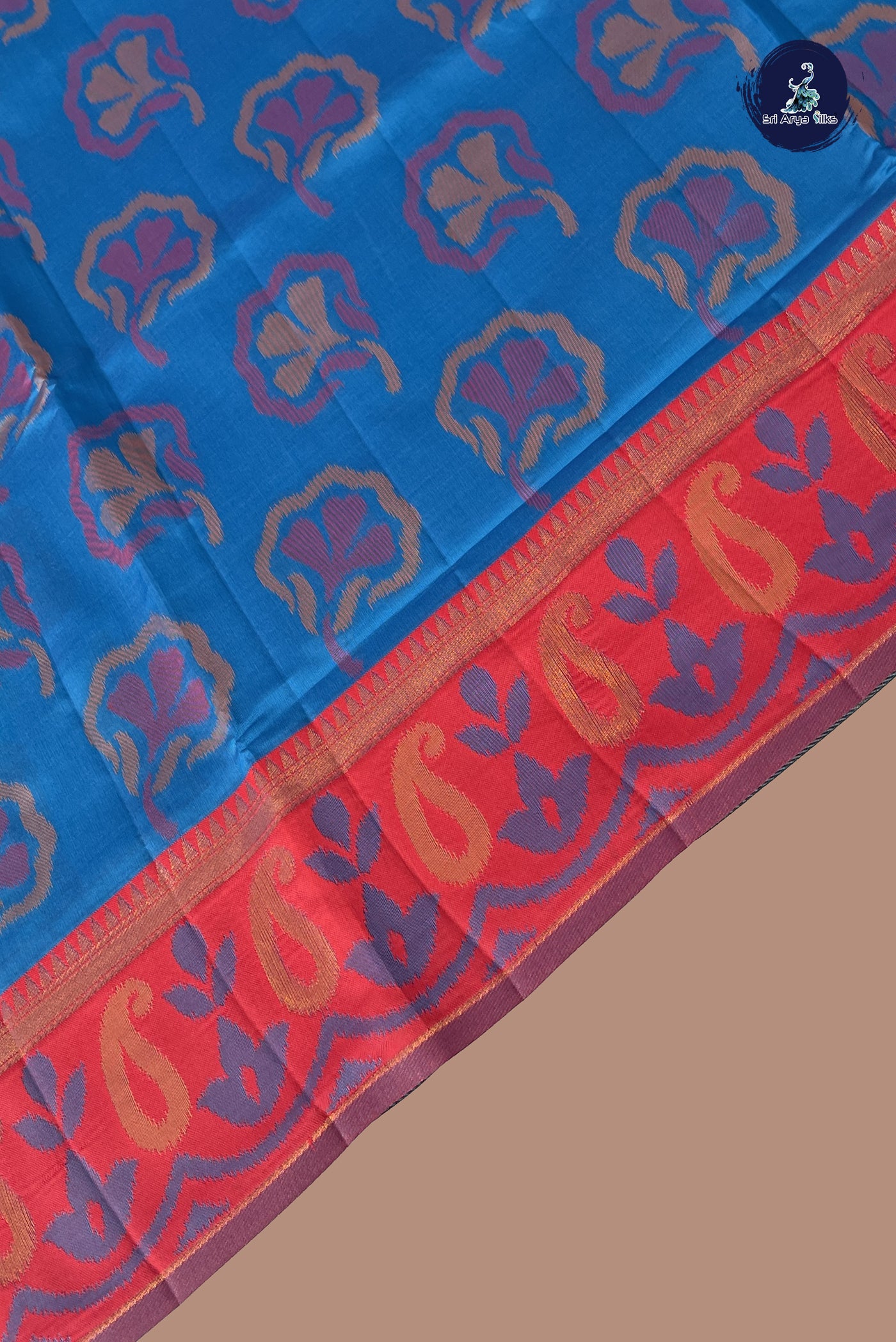 Blue Semi Silk Saree With Zari Buttas Pattern