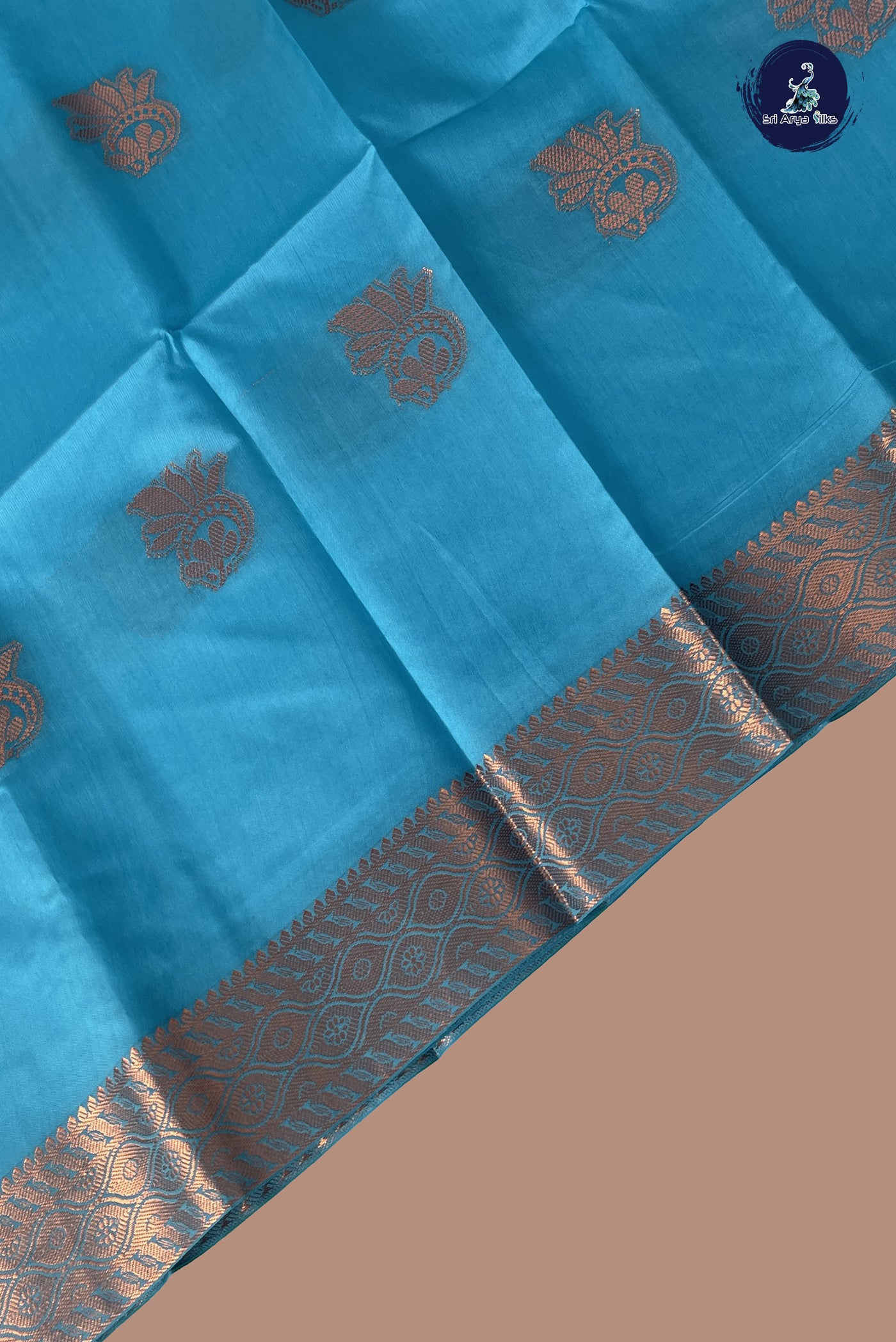 Light Blue Semi Silk Saree With Zari Buttas Pattern
