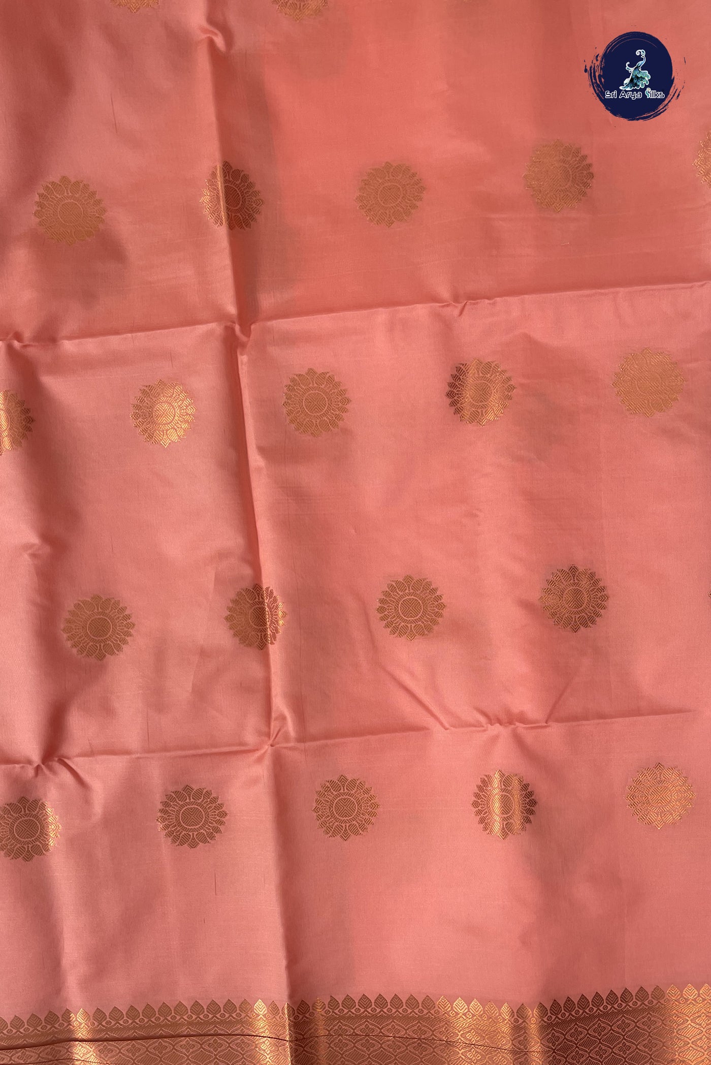 Peach Semi Silk Saree With Zari Buttas Pattern