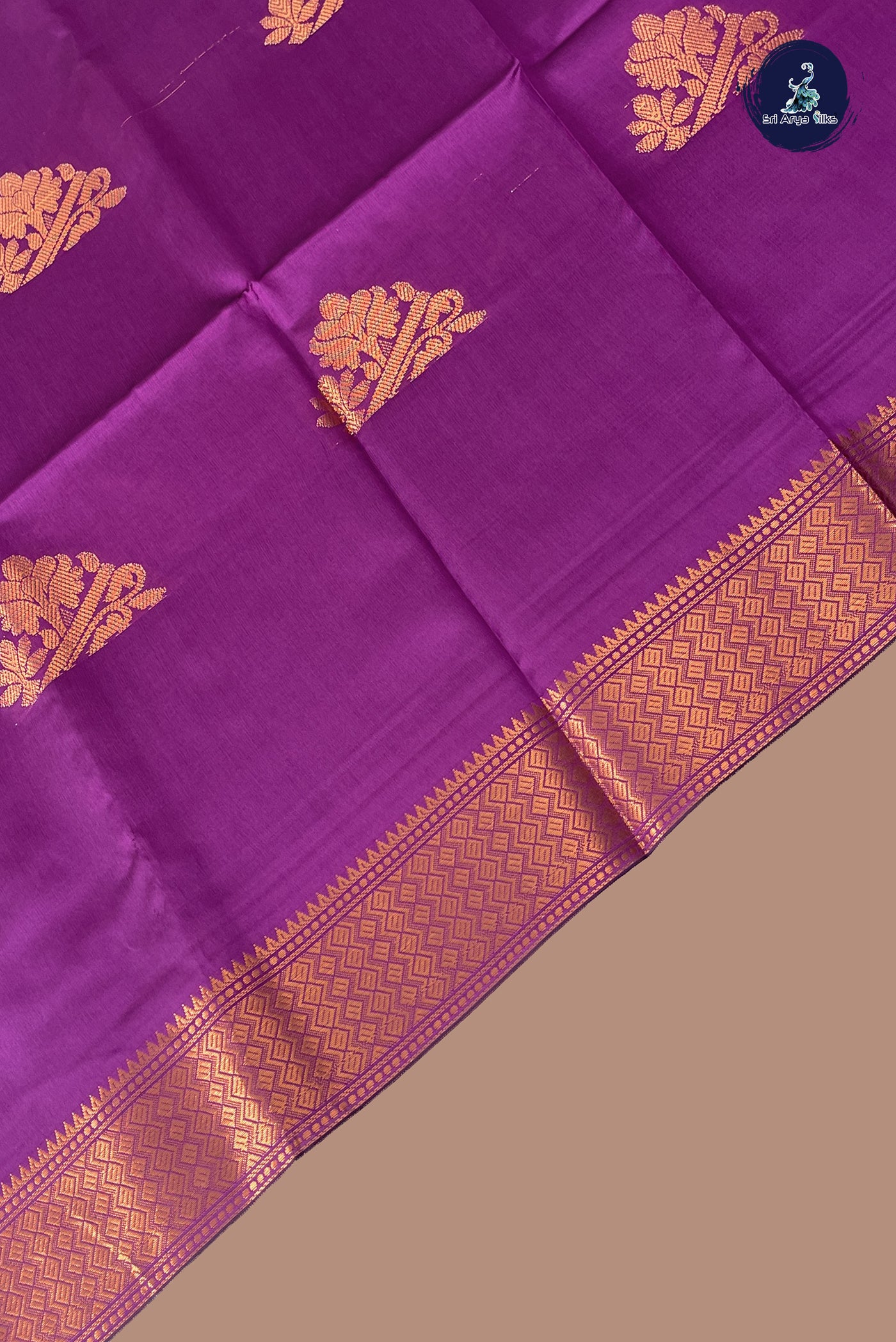Purple Semi Silk Saree With Zari Buttas Pattern