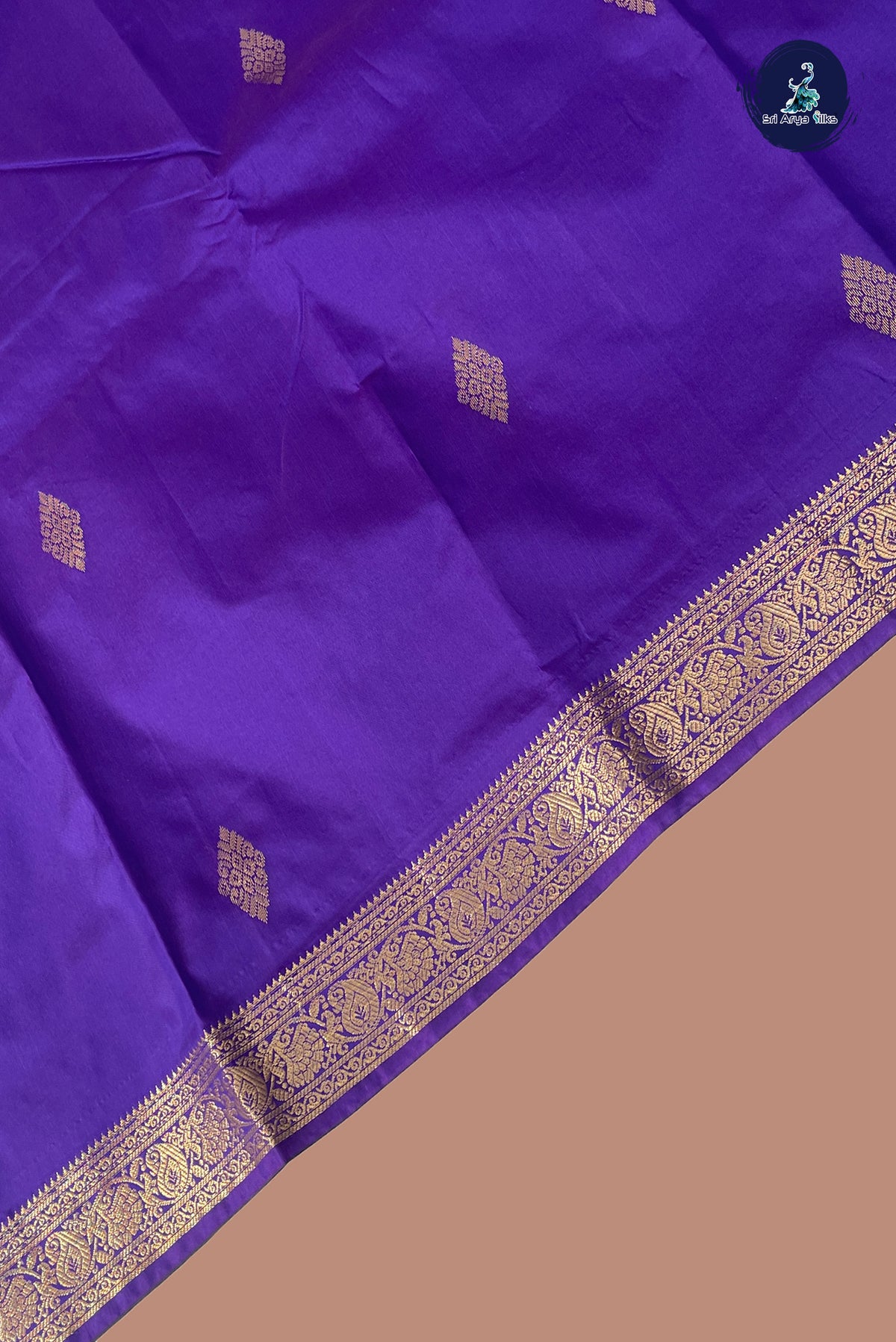 Violet Semi Silk Saree With Zari Buttas Pattern