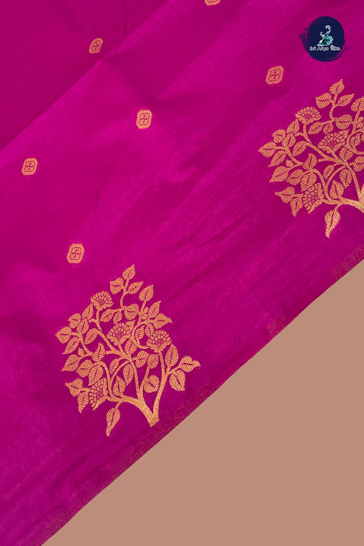 Magenta Semi Silk Saree With Zari Buttas Pattern