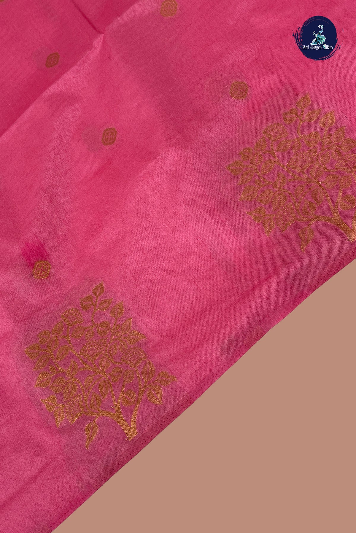 Light Pink Semi Silk Saree With Zari Buttas Pattern