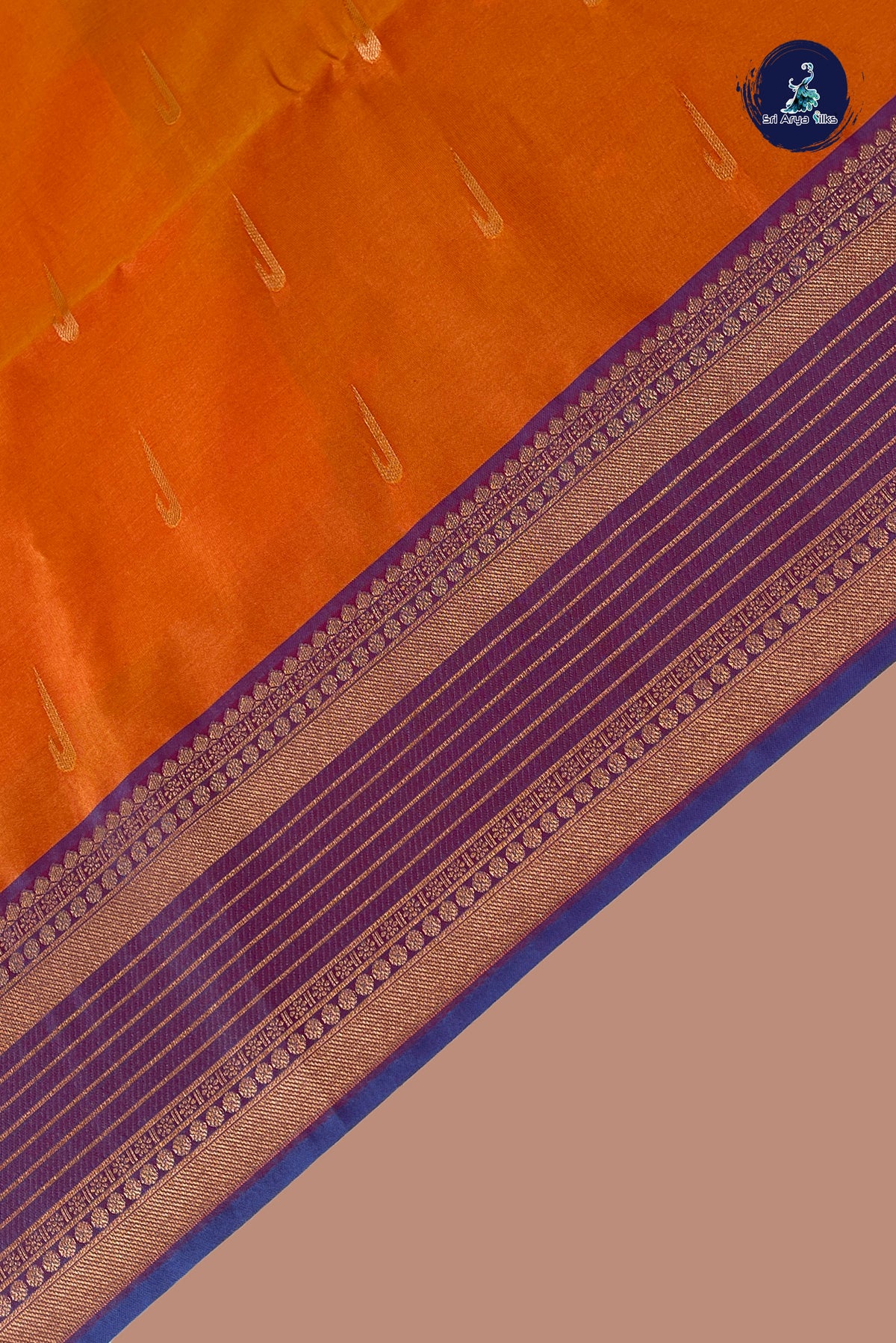 Lite Mustard Orange Semi Silk Saree With Zari Buttas Pattern