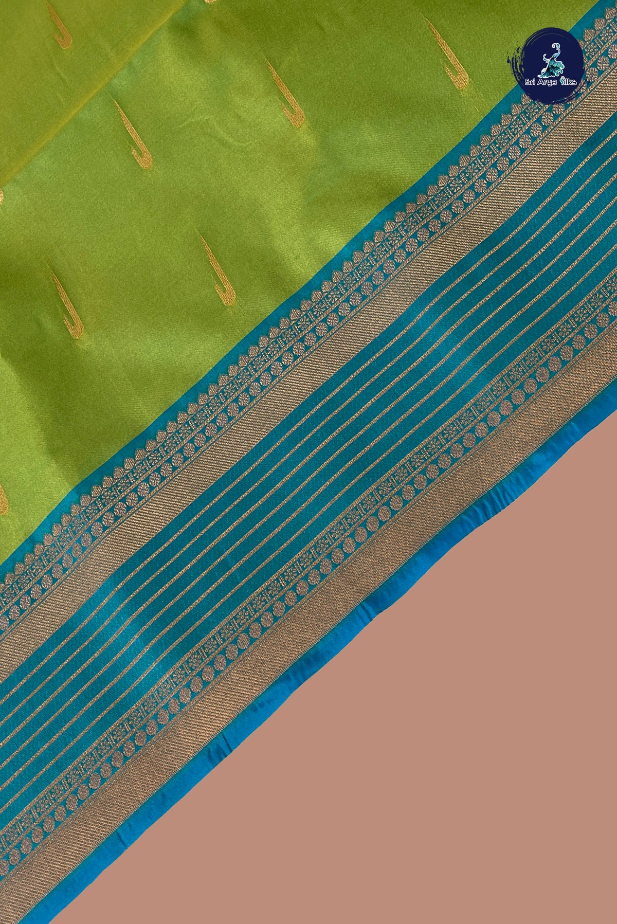 Lime Green Semi Silk Saree With Zari Buttas Pattern