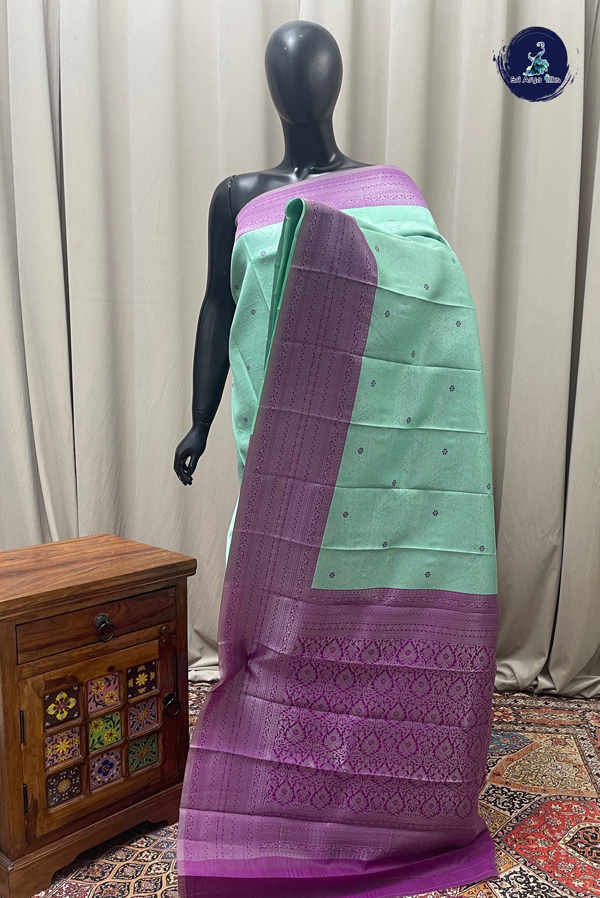 Pastel Shade Semi Silk Saree With Jacquard Pattern