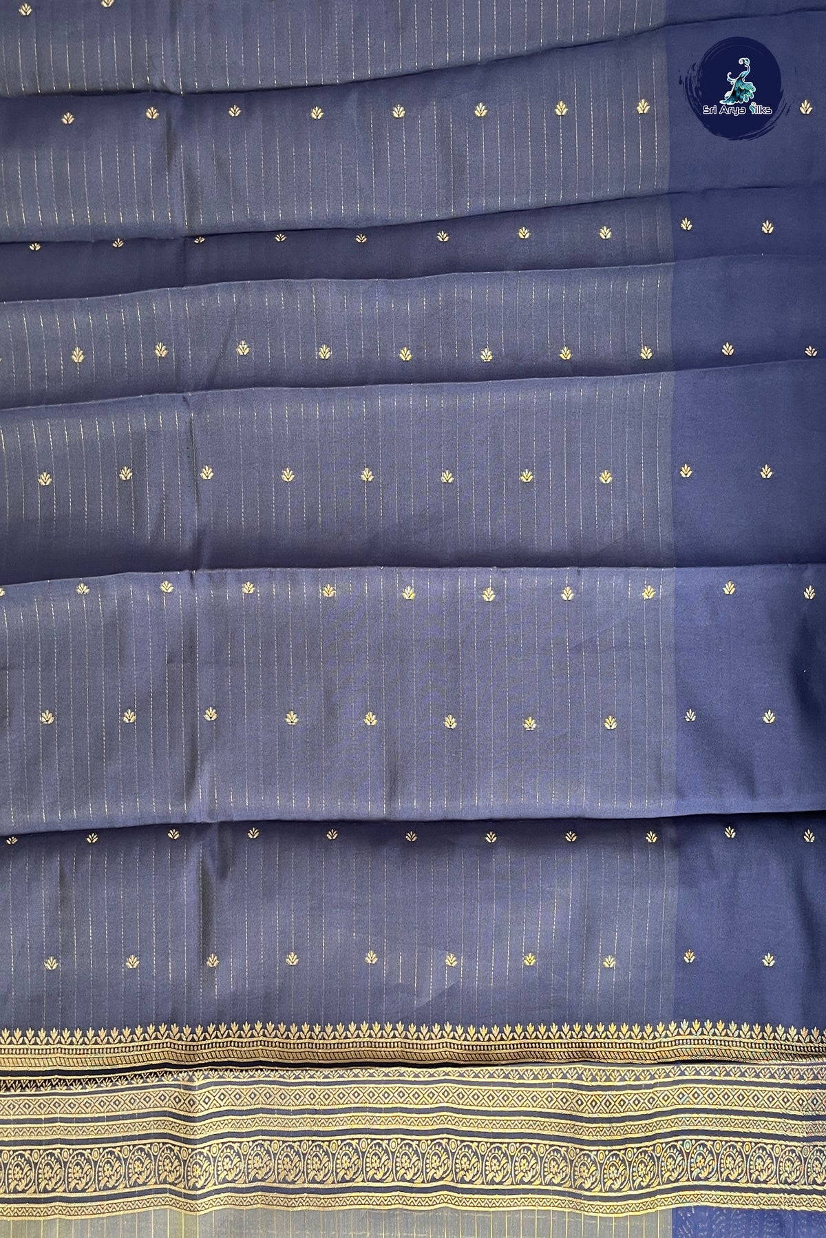 Greenish Grey Semi Silk Saree With Zari Checked Pattern