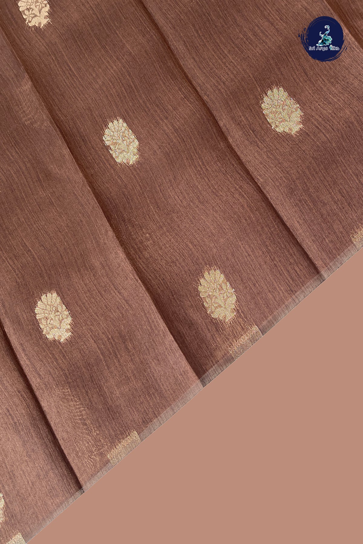 Brown Semi Silk Saree With Zari Buttas Pattern