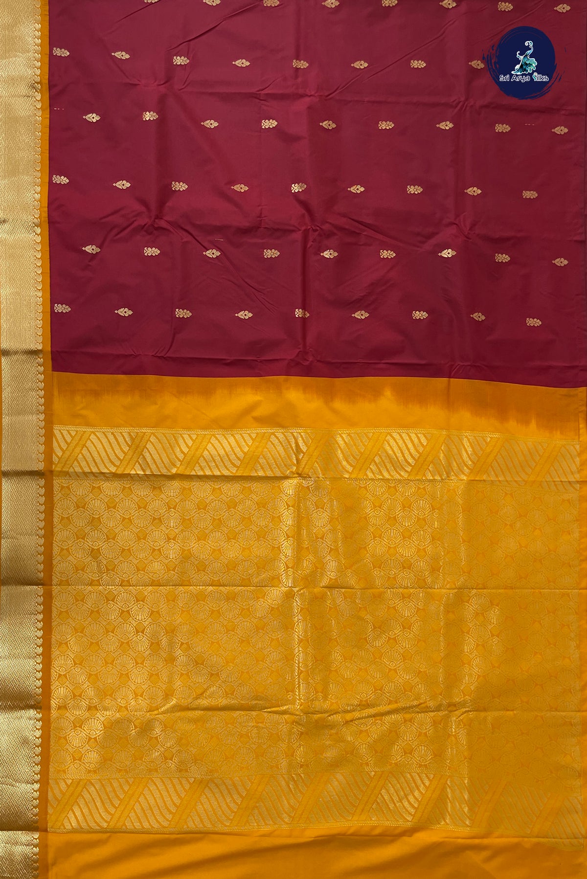 Maroon Semi Silk Saree With Zari Buttas Pattern