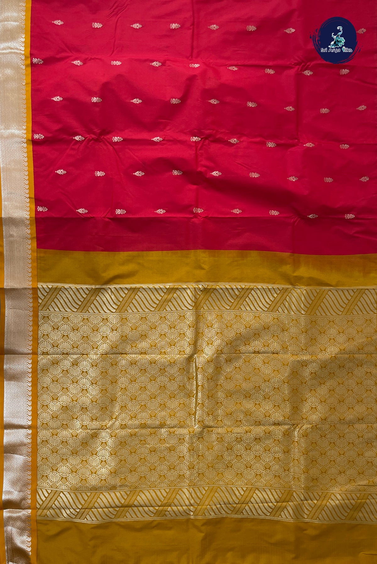 Red Semi Silk Saree With Zari Buttas Pattern