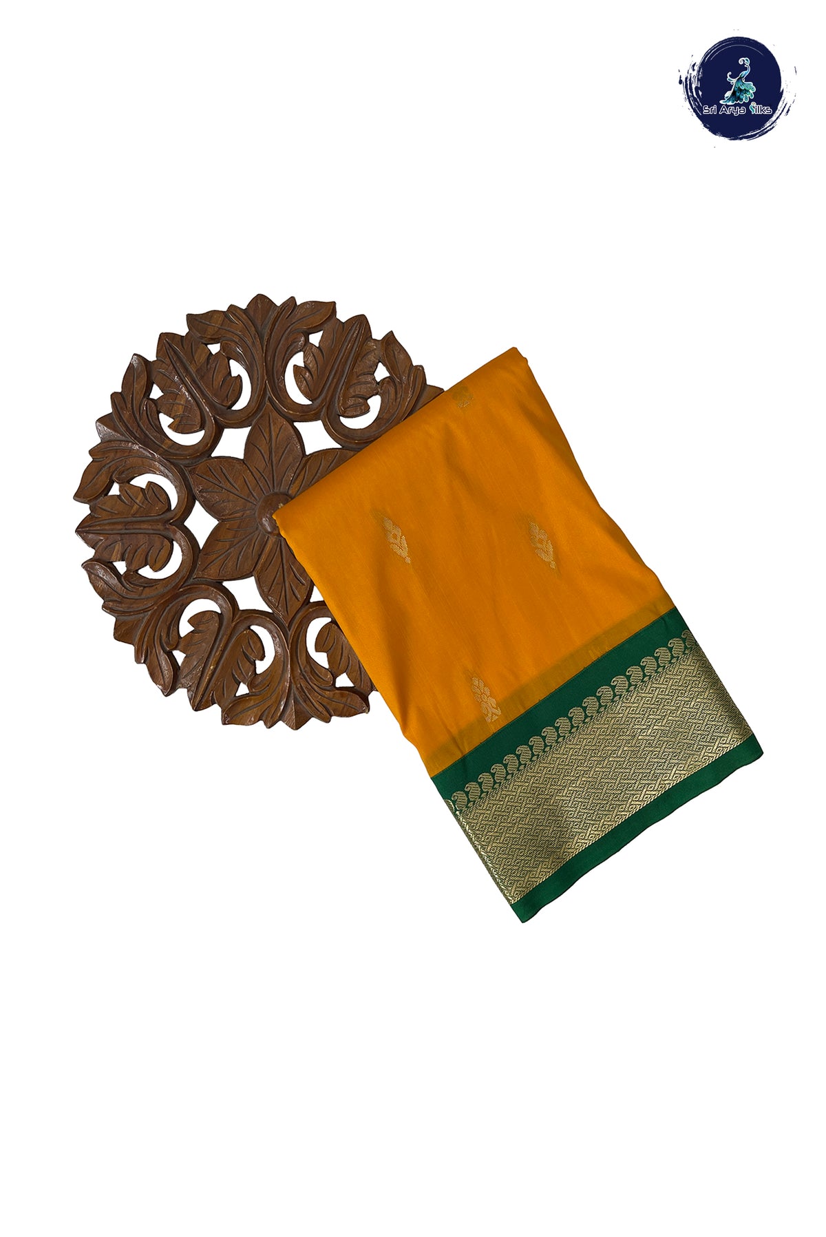 Mango Yellow Semi Silk Saree With Zari Buttas Pattern
