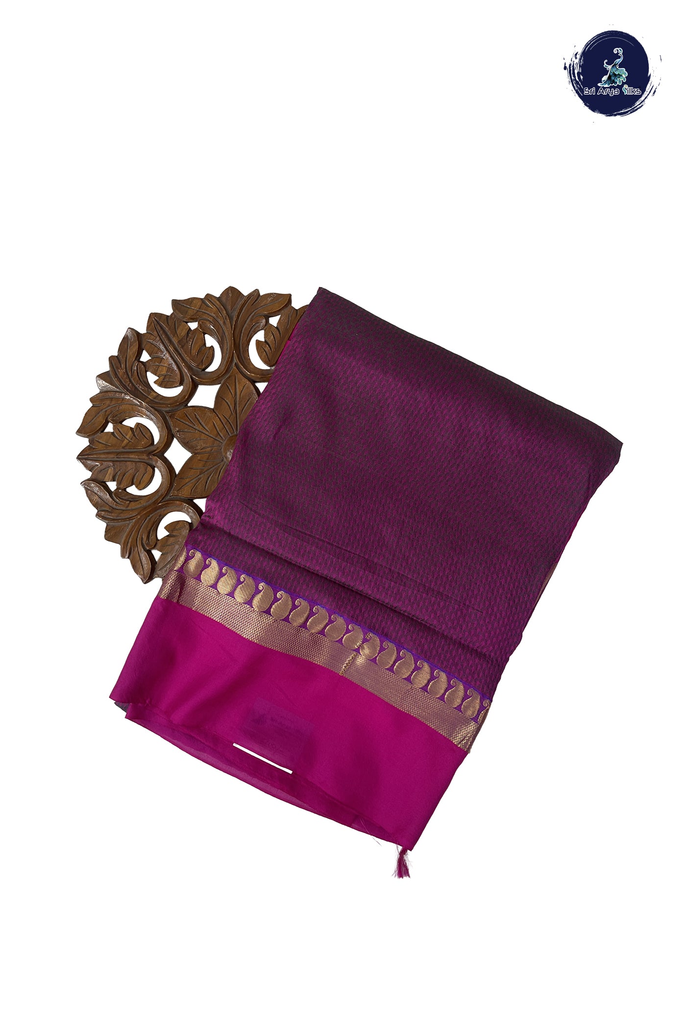 Dual Tone Purple Madisar Semi Silk Saree With Embossed Pattern