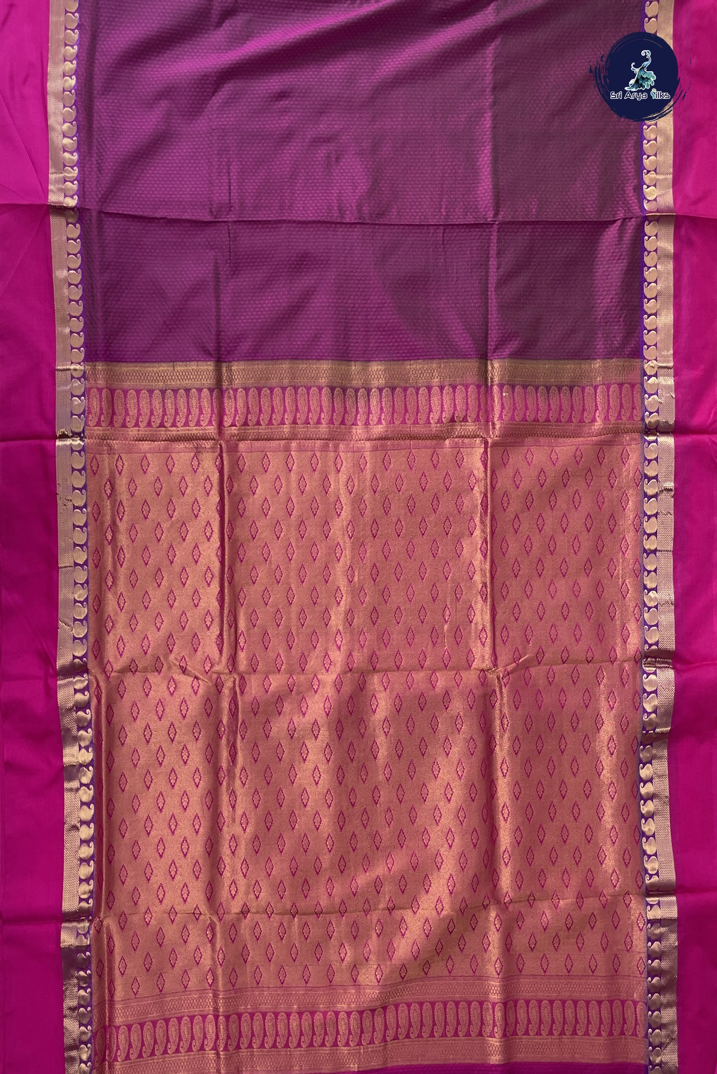 Dual Tone Purple Madisar Semi Silk Saree With Embossed Pattern