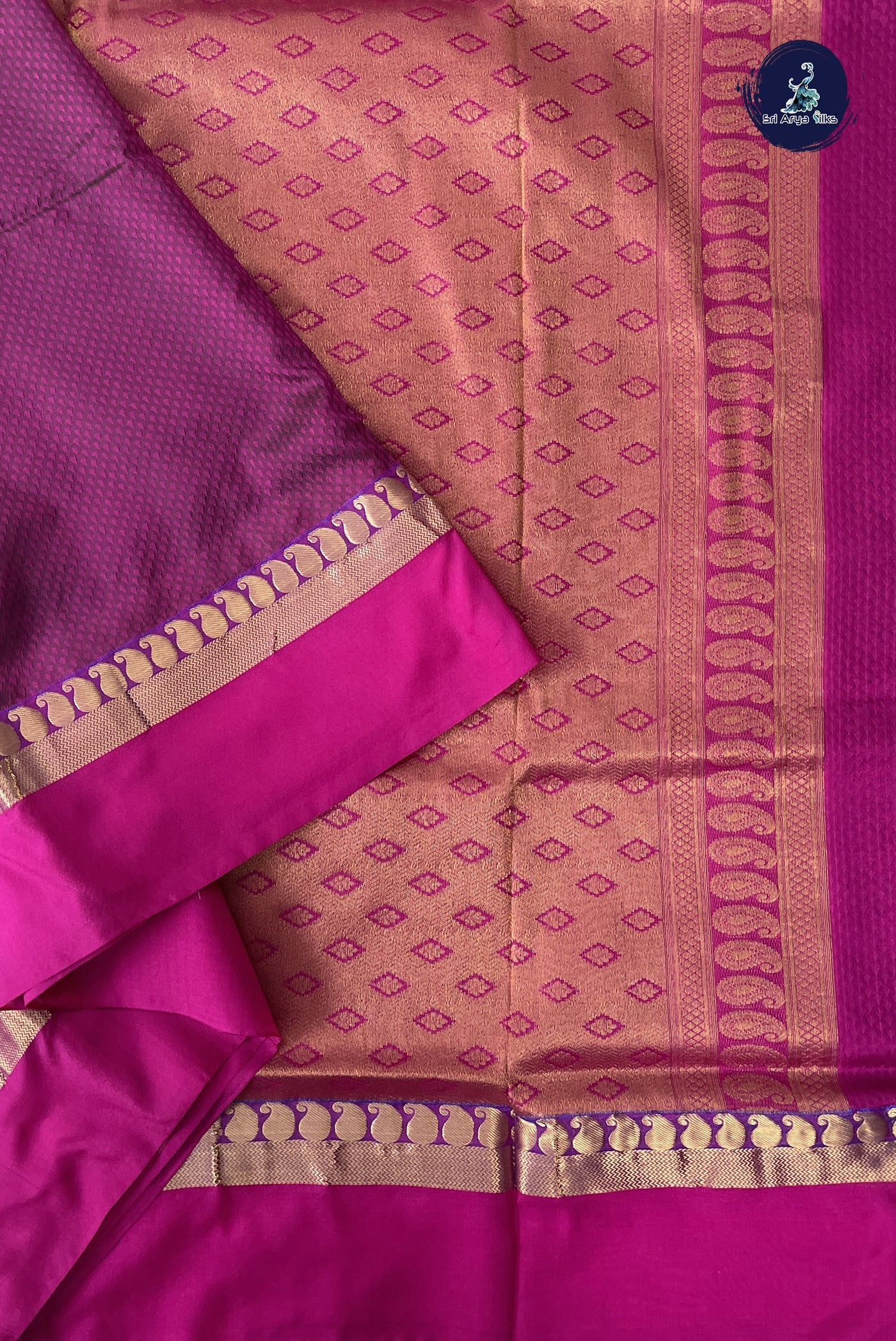 Dual Tone Purple Madisar Semi Silk Saree With Embossed Pattern