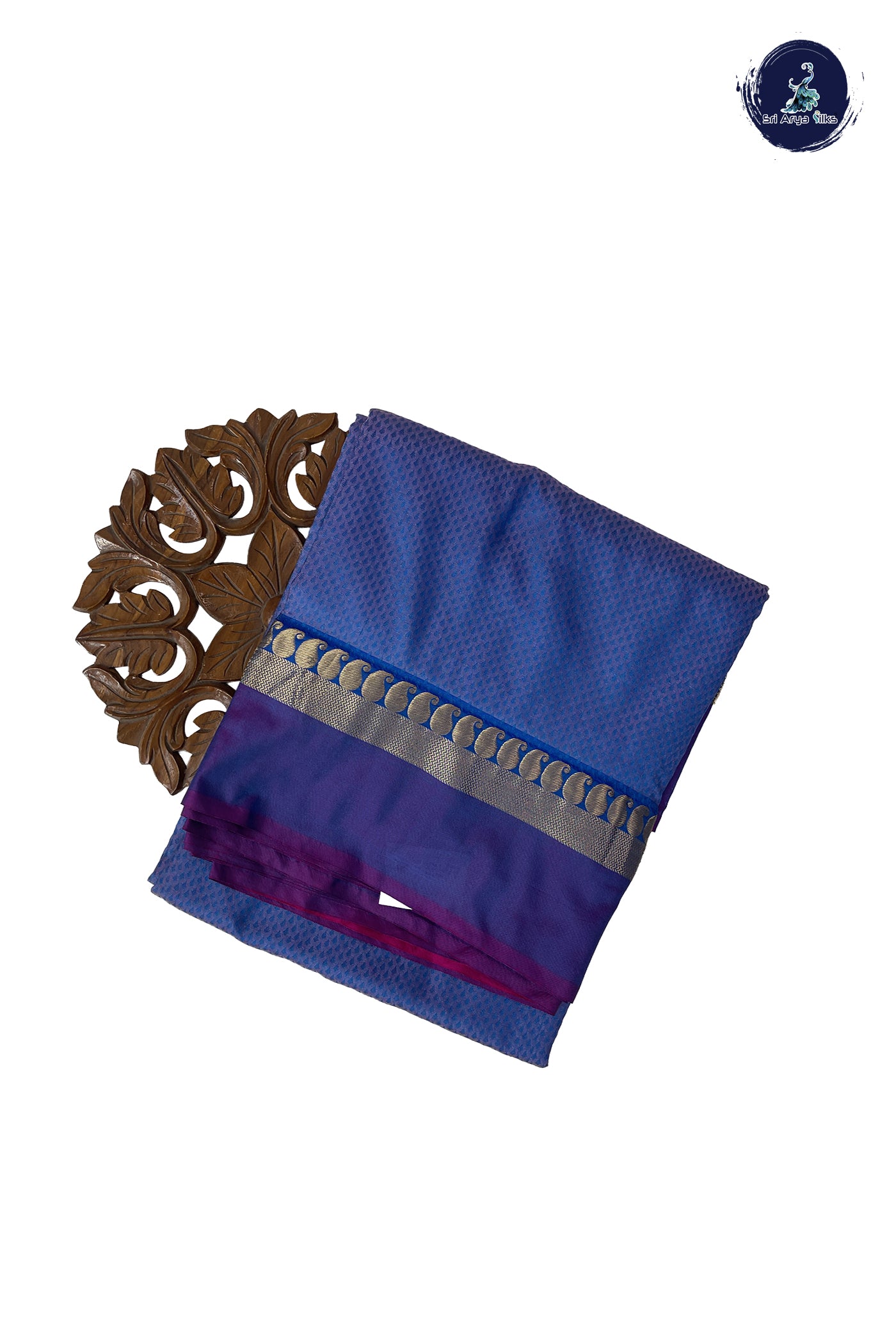 Dual Tone Blue Madisar Semi Silk Saree With Embossed Pattern