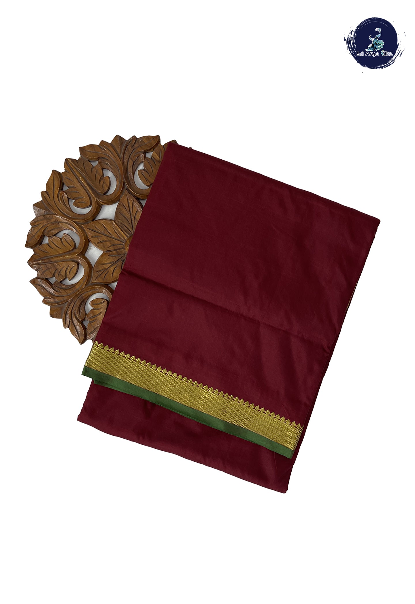 Maroon Madisar Semi Silk Saree With Plain Pattern